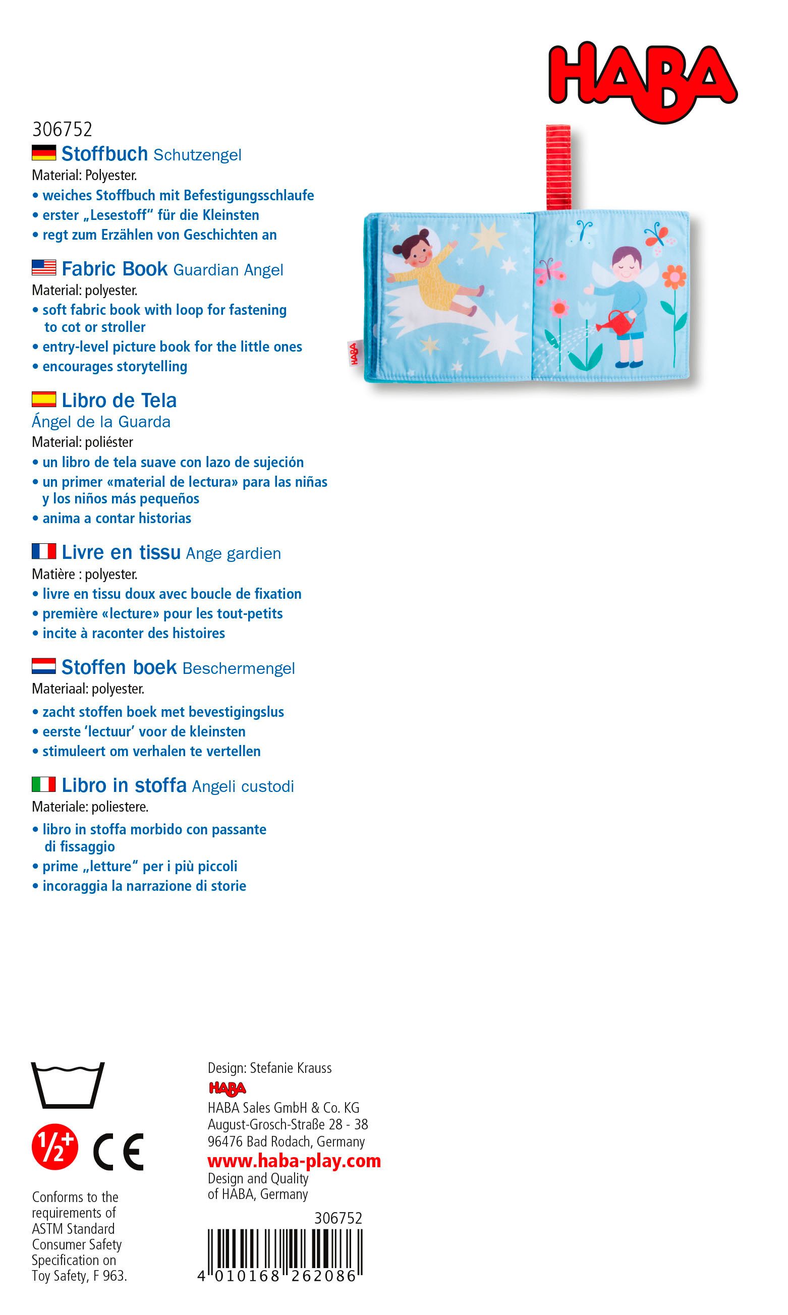Haba Greifspielzeug Stoffbuch Schutzengel, mit Befestigungsschlaufe günstig online kaufen