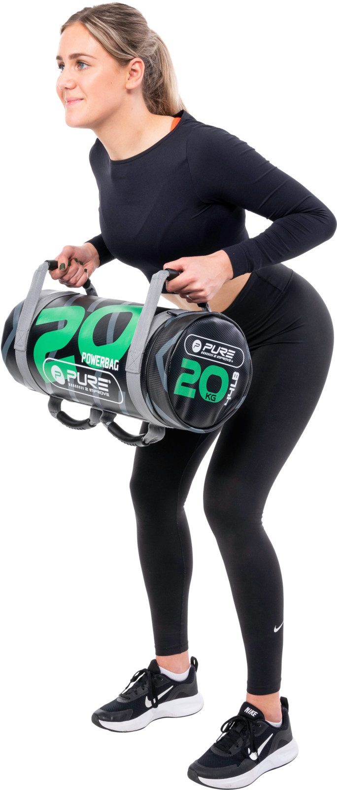 Pure 2 Improve Trainingshilfe Fitness Powerbag 20,0kg - schwarz/grün