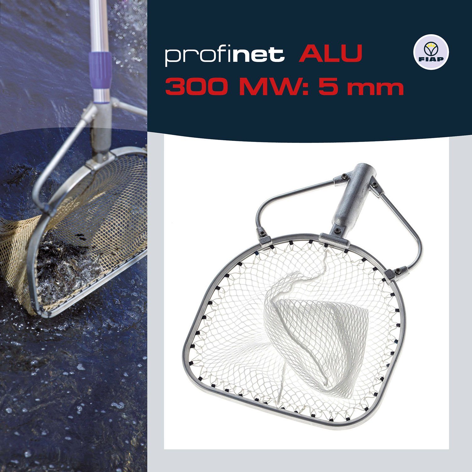 FIAP GmbH Kescher FIAP profinet ALU 300 - 400 - 500 - 600 Maschenweite 5 mm, Hochwertiger Fischkescher aus Aluminium