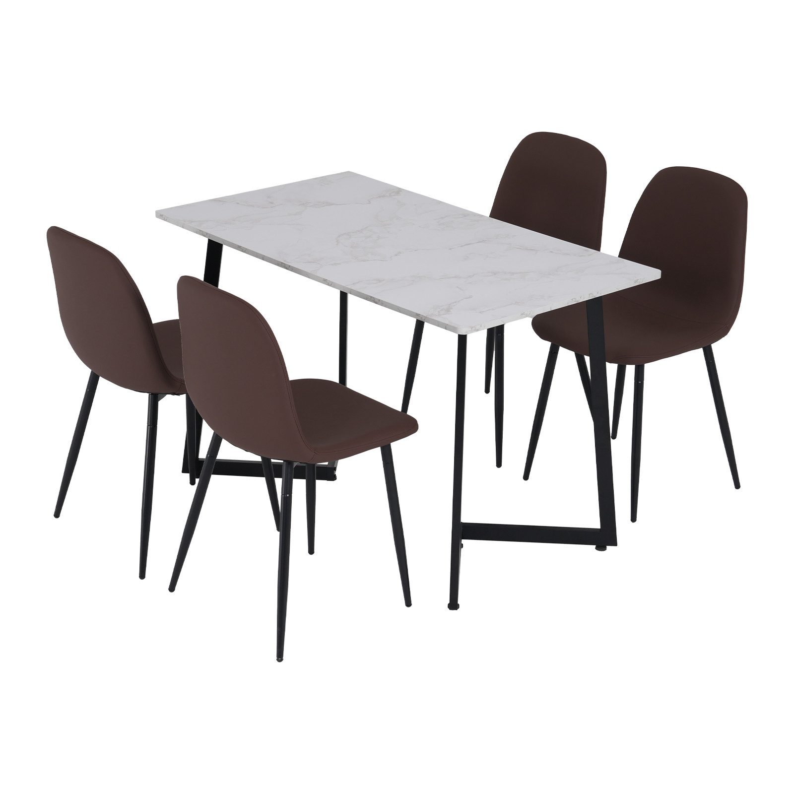 Sunsitt Esstisch Esstisch, Küchetisch im Industrial, 68 x 117 x 75 cm (Packung Set, Metall Gestell), Pflegeleicht Weiß&Schwarz