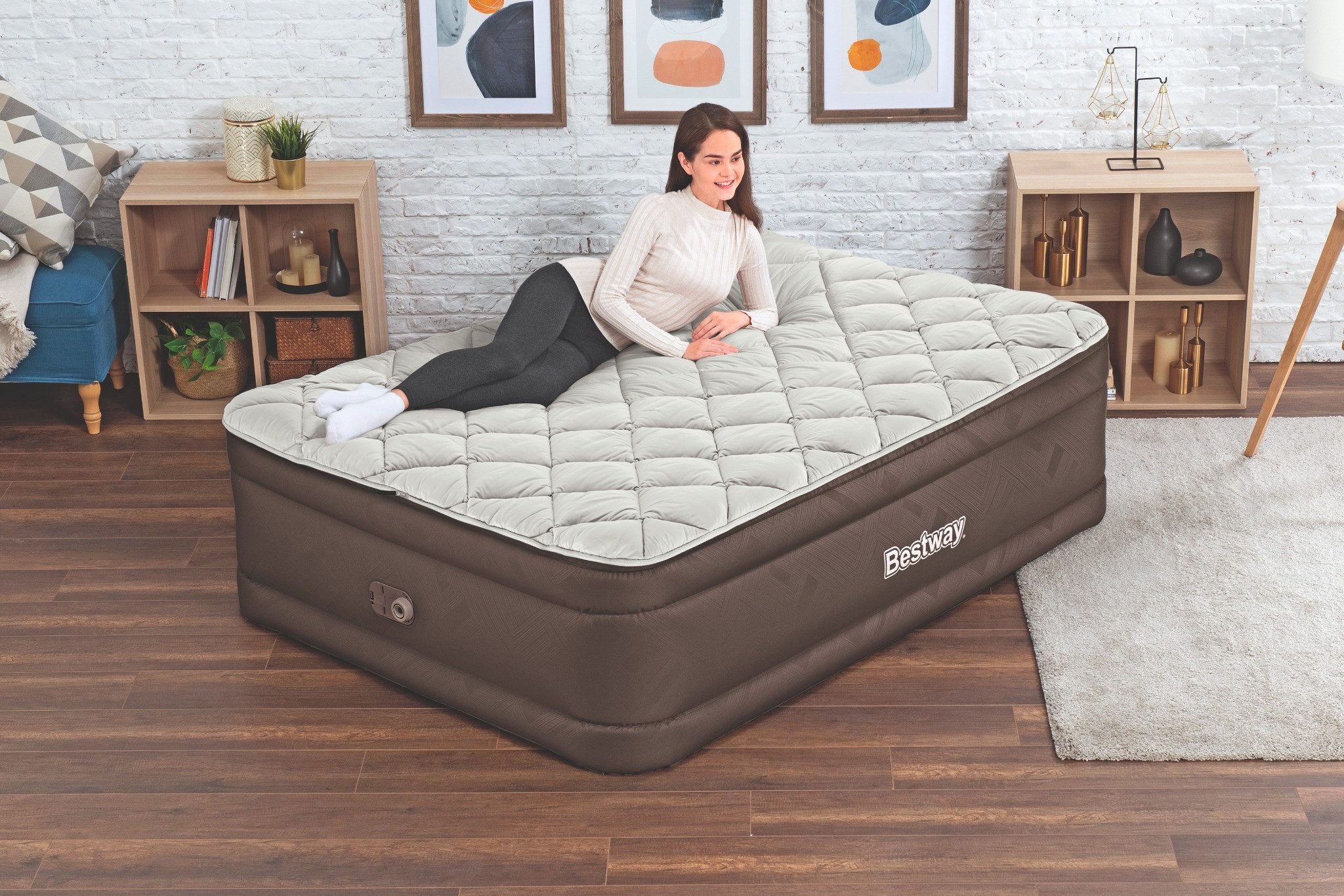 Bestway Luftbett Luftbett Fortech 203x152x51cm, mit integrierter Elektropumpe
