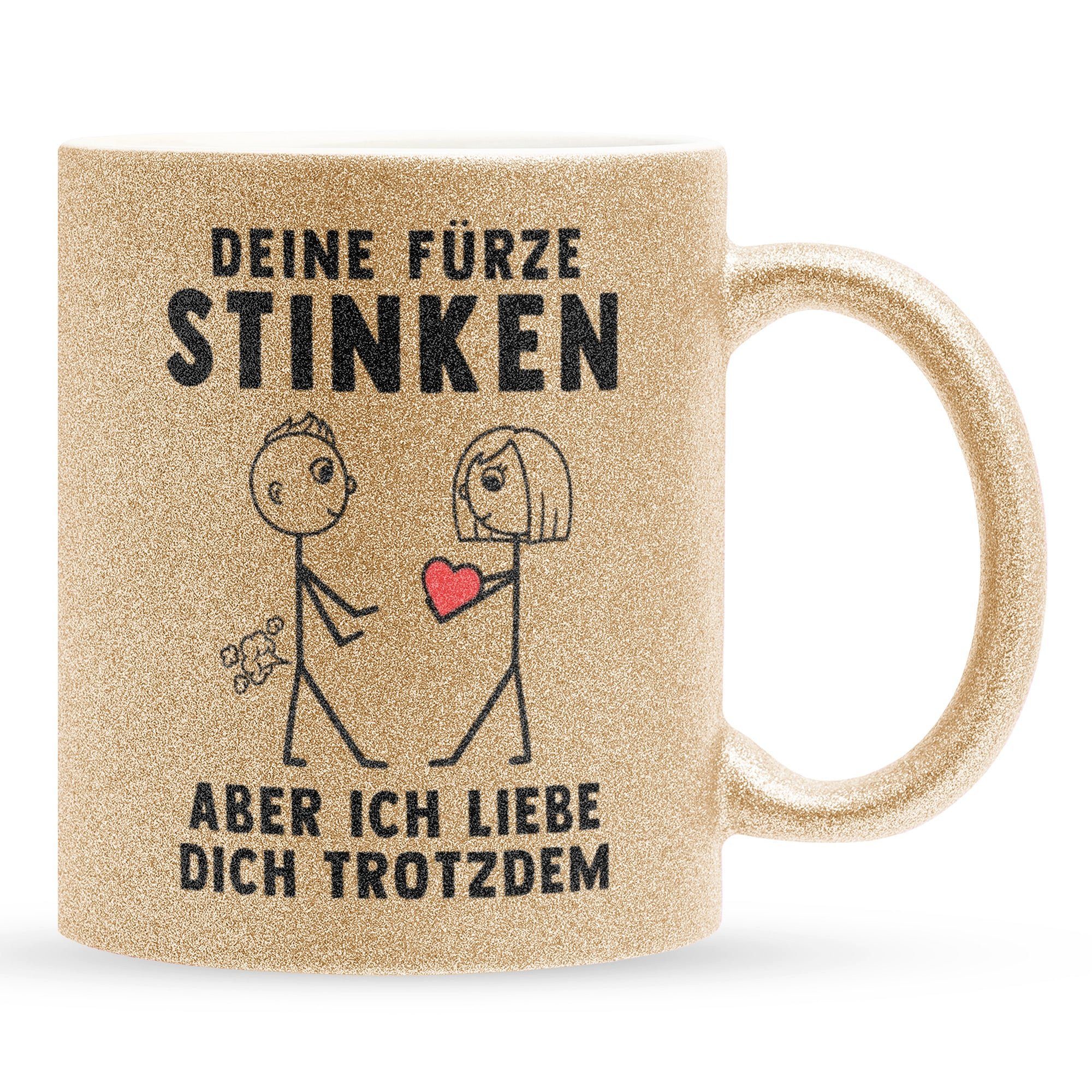 22Feels Tasse Deine Fürze Stinken Männer Jahrestag Geschenk Hochzeitstag Valentinsta, Keramik, Glitzertasse, Made in Germany