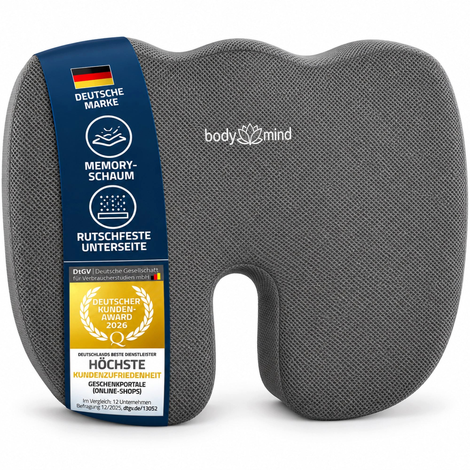 Body & Mind Sitzkissen Body & Mind Sitzkissen – Orthopädisches Keilkissen für Büro & Auto, Ergonomische Stuhlauflage Bürostuhl-Kissen