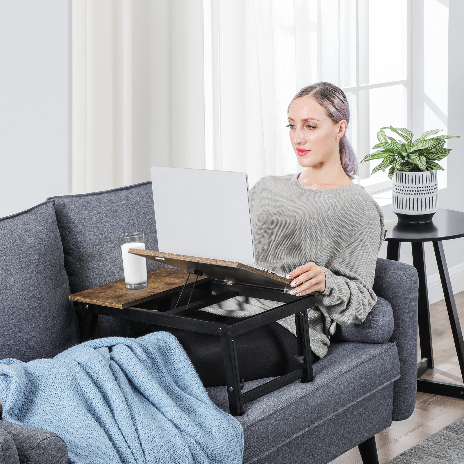 SONGMICS Laptoptisch, Laptopständer, Frühstückstablett, klappbare Beine, günstig online kaufen