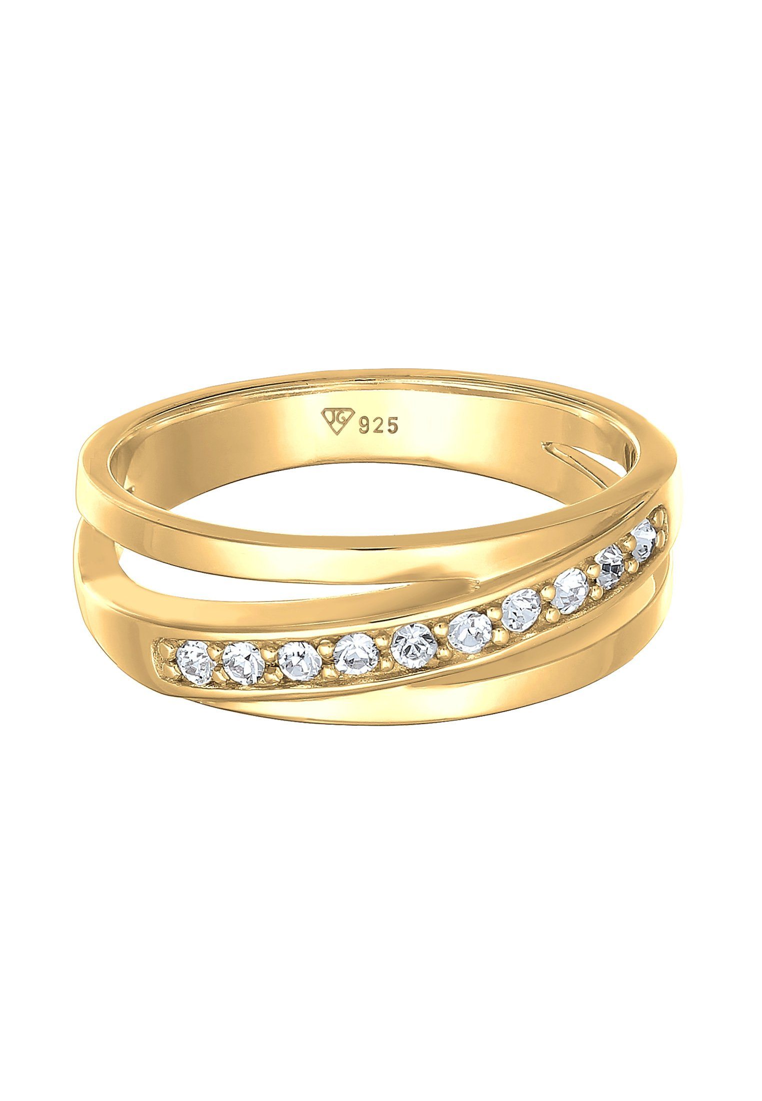 Elli Fingerring Raffiniert Bandring Wickelring Kristalle günstig online kaufen