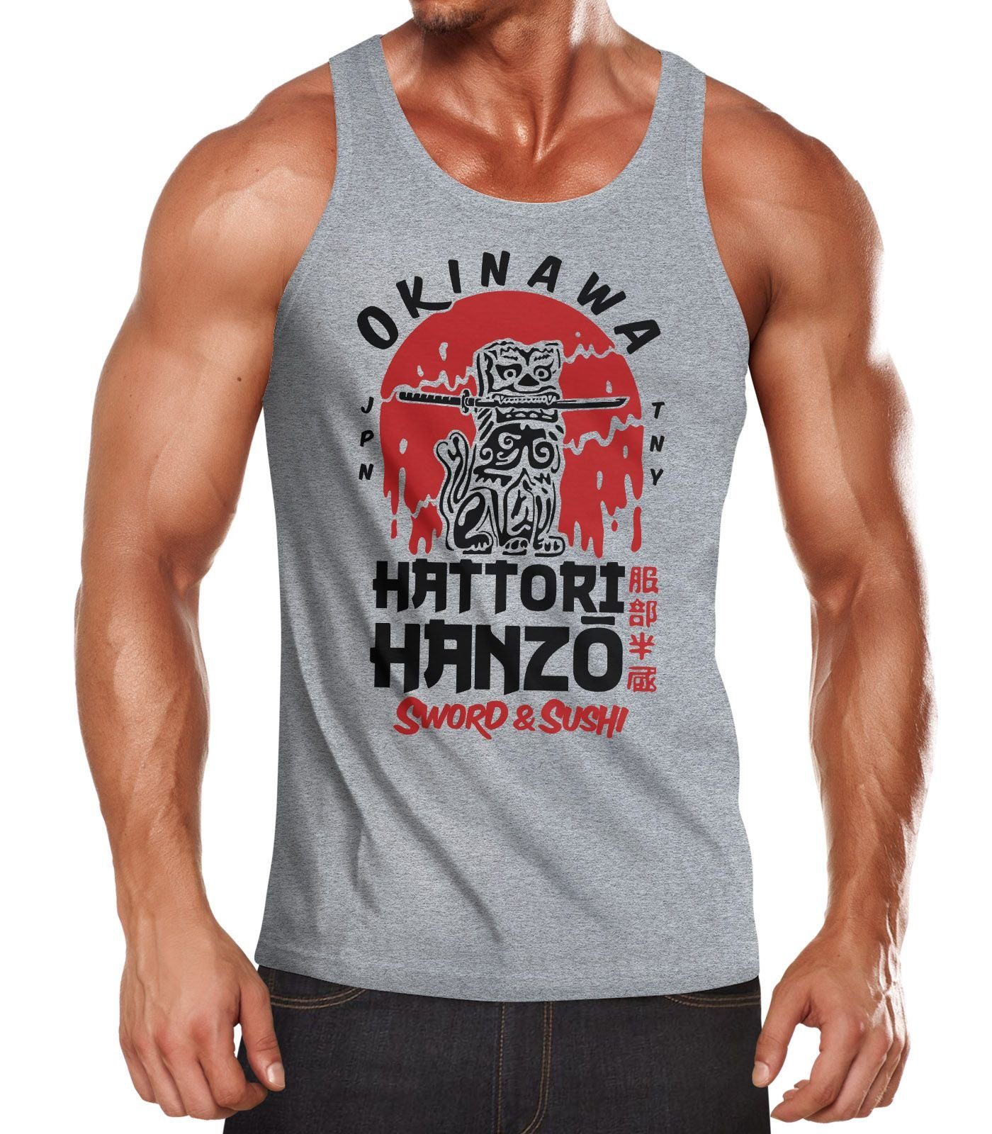 Neverless Tanktop Herren Tank-Top Hattori Hanzo Sword and Sushi Okinawa Japan mit Print
