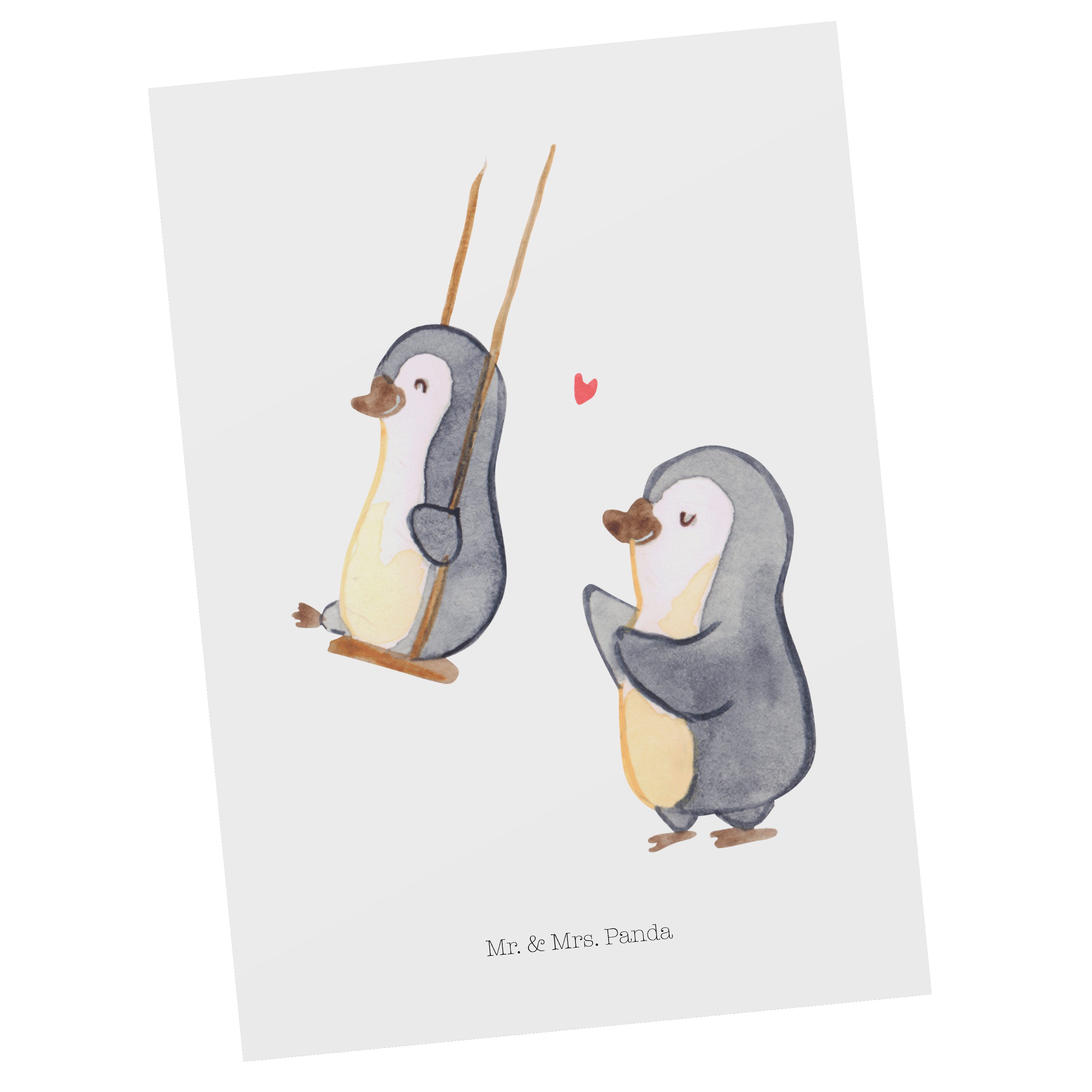 Mr. & Mrs. Panda Postkarte Pinguin Oma schaukeln - Weiß - Geschenk, Großmutter, Geschenkkarte, O