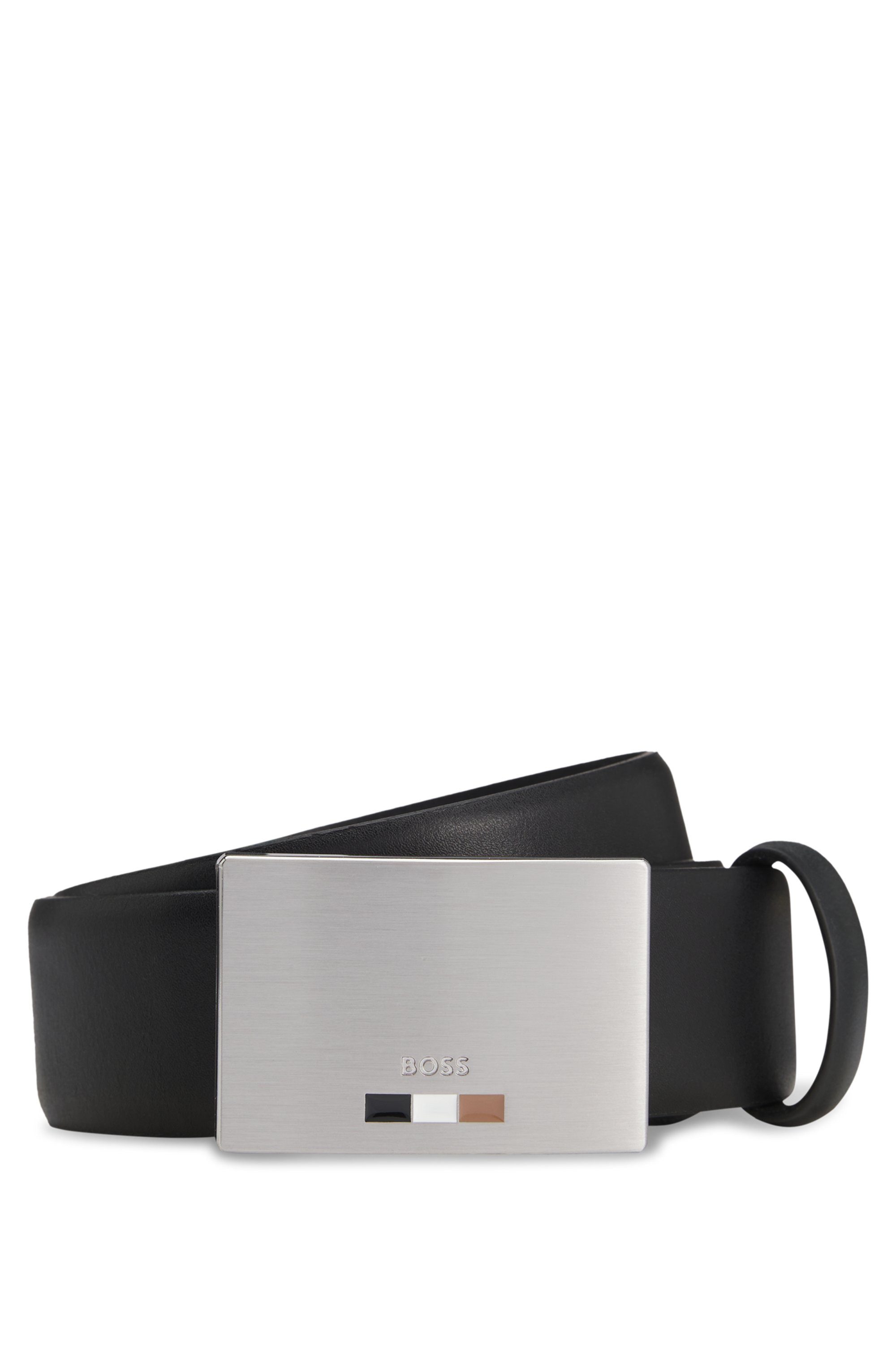 BOSS Ledergürtel Strom-Icon-En_Sz35 mit Logo-Koppelschließe günstig online kaufen