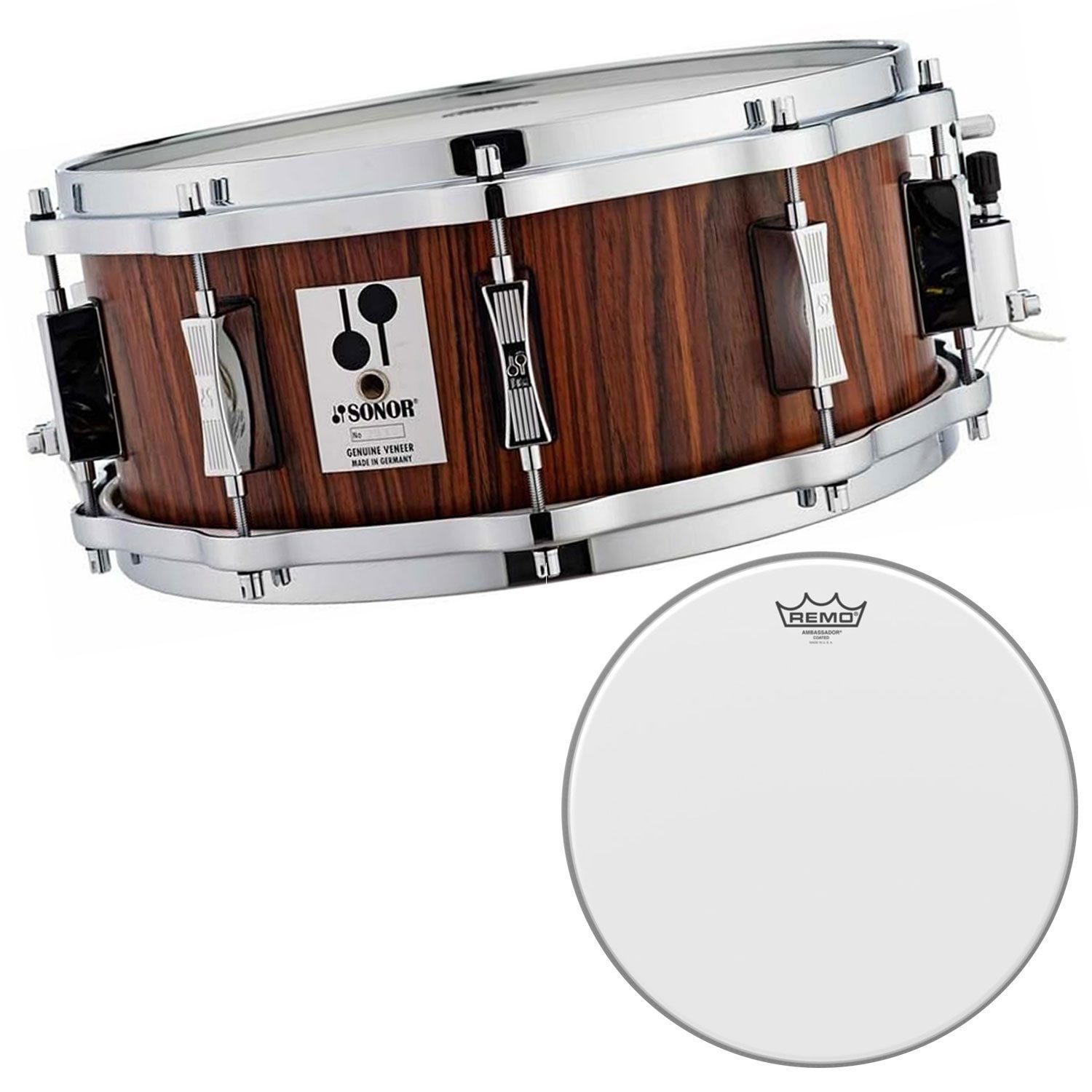 SONOR Snare Drum Sonor Snare Drum D515 PA Phonic Beech mit Remo Coated Fell 14,Vorteils-Set, mit Snarefell