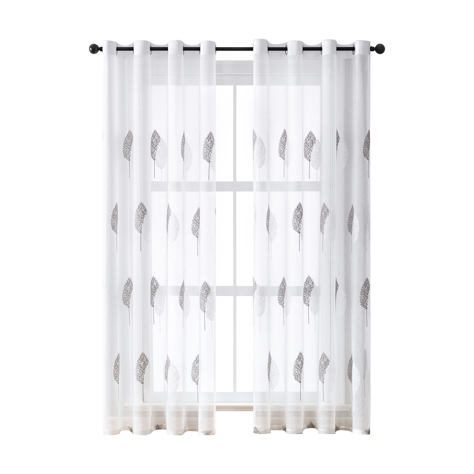 Jibenhome Vorhang Gardine mit Ösen Vorhänge Wohnzimmer Modern Blätter Muste günstig online kaufen