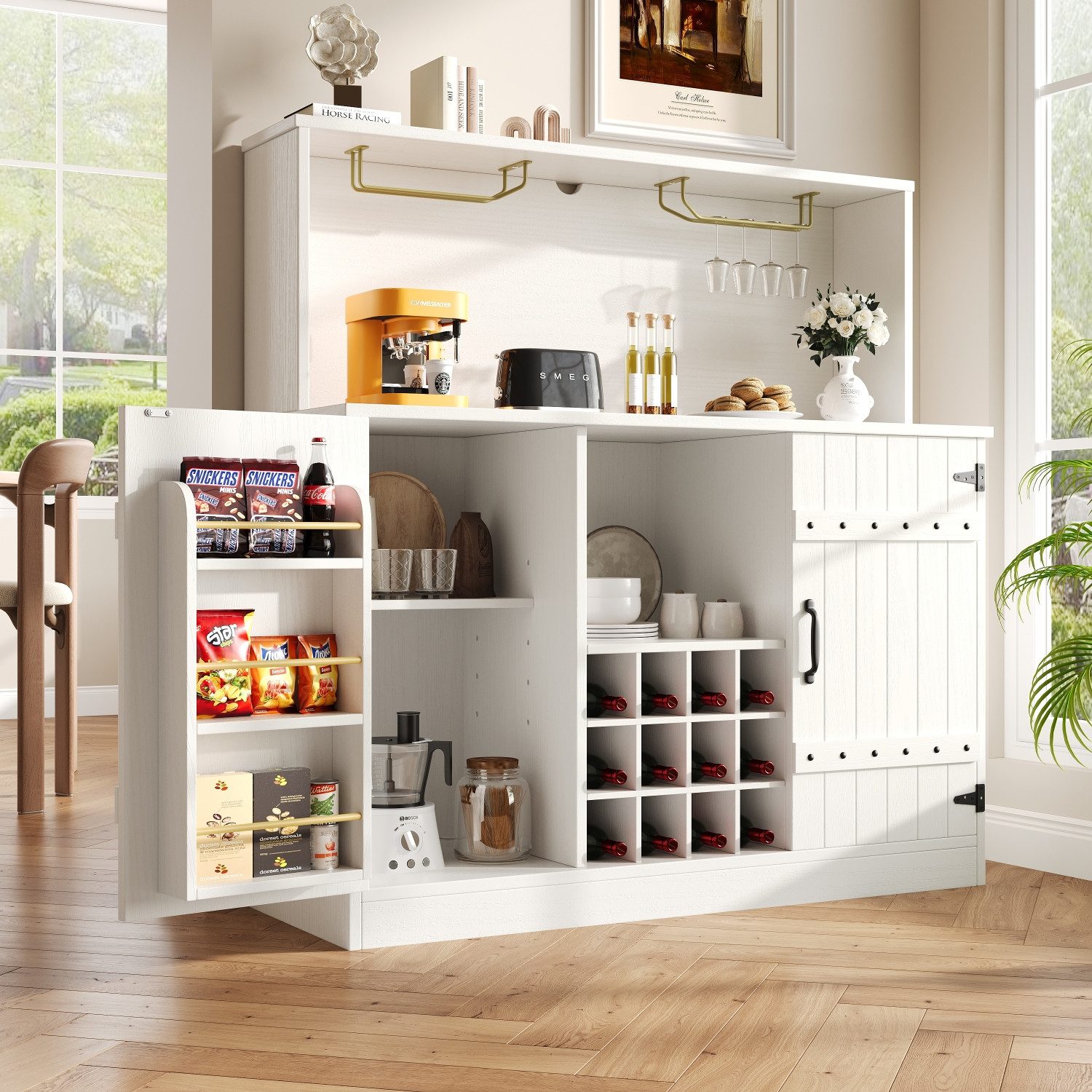 Flieks Küchenbuffet (1-St., 120x40x120 cm) Hochschrank mit Weinregal Küchen günstig online kaufen