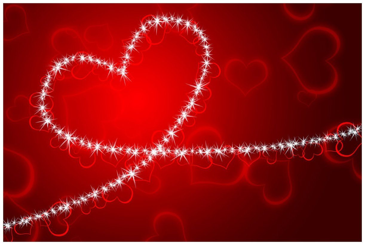 Wallario Acrylglasbild, Leuchtendes Herz aus Sternen vor rotem Hintergrund, in verschiedenen Ausführungen