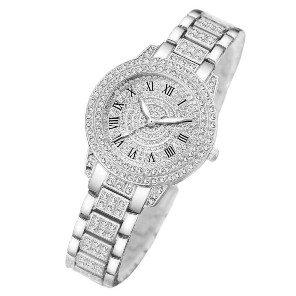 Taffstyle Quarzuhr Damen Kristall Armbanduhr Mädchen Uhr mit römischen Ziffern, (Edle Armbanduhr mit funkelnden Steinen in Gold, Silber oder Roségold erhältlich - Geschenkidee)