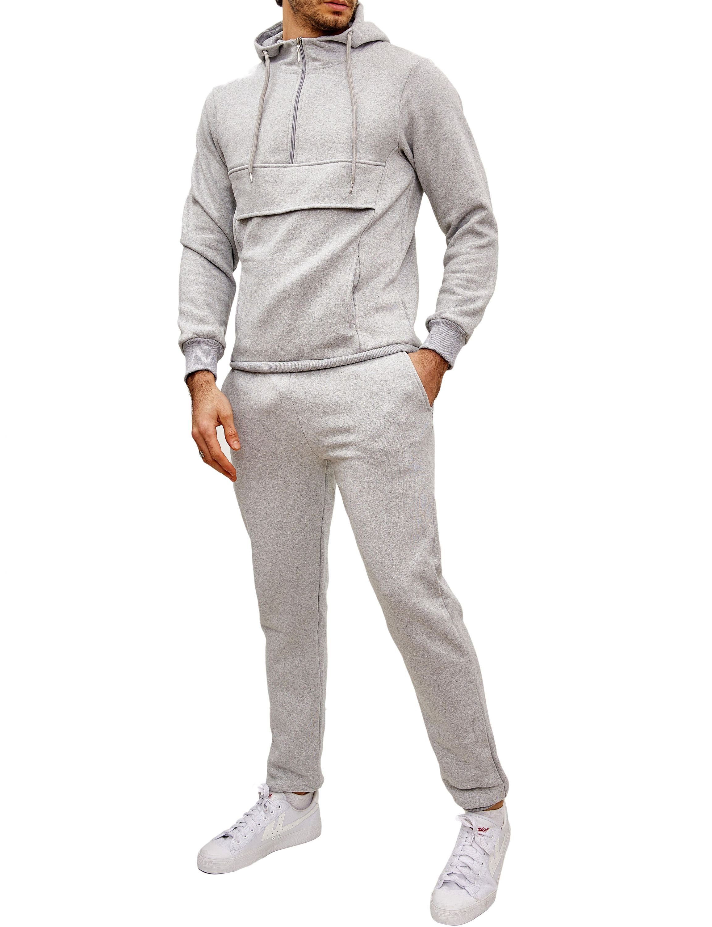 BAXBOY Jogging Uni Sporthose Hoodie Baxboy Herren Jogginghose 1128_Grau Sportanzug Anzug Colour