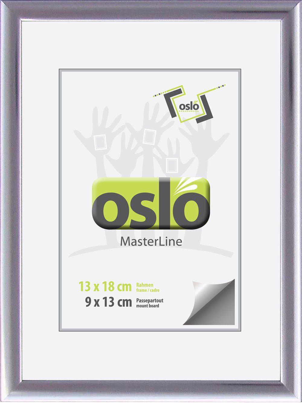 Bilderrahmen mit Portraitrahmen Farben Aluminium Alu graphit und 13x18 Oslo schmal Aufsteller, verschiedene Einzelrahmen massiv Größen, MasterLine