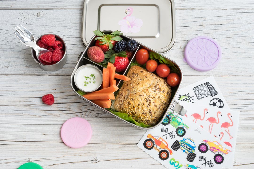 2er Mini 2er Zubehör Lunchbox - Dipper, Edelstahl Bento Set Soßen Behälter - Lavender Set, Box LEKKABOX