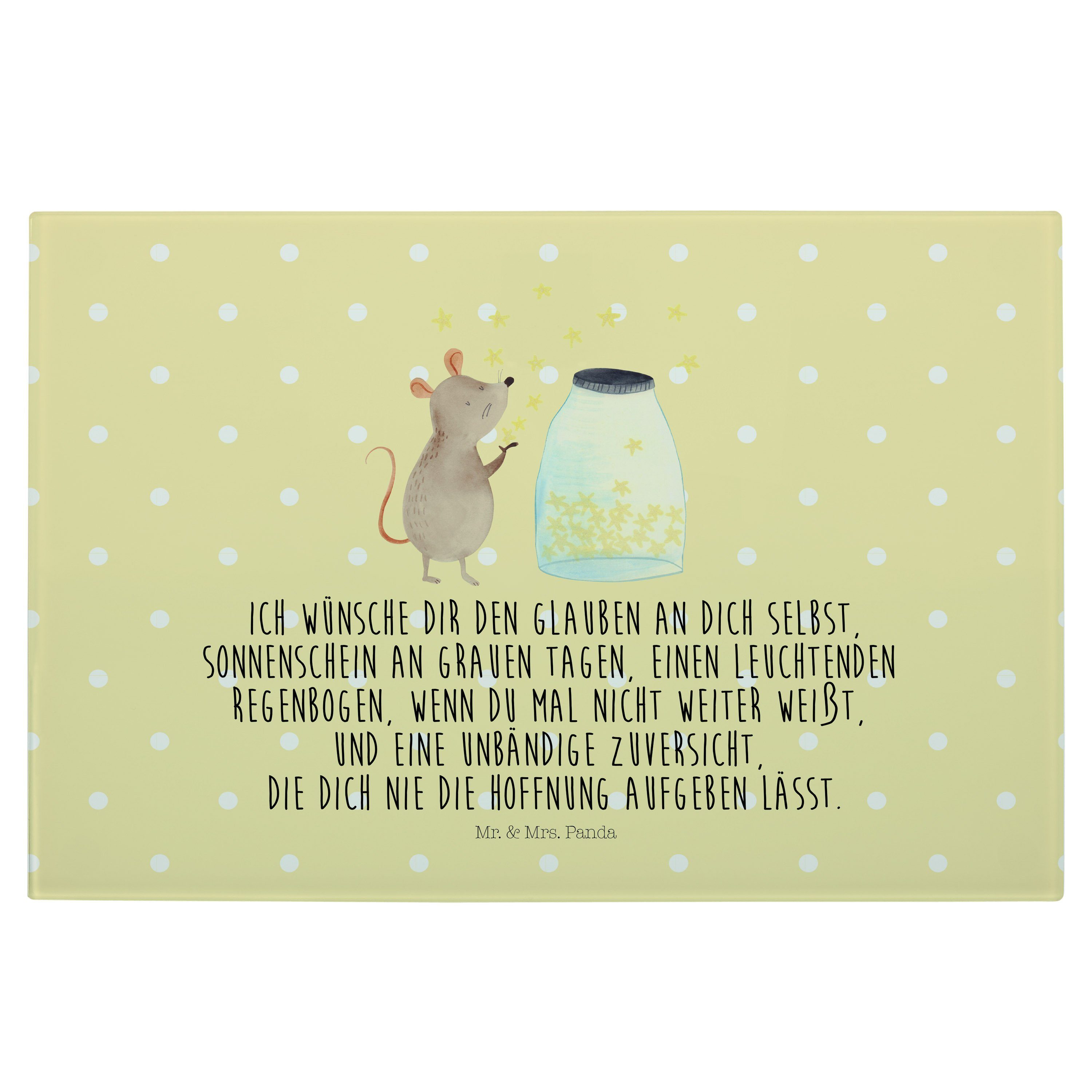 Mr. & Mrs. Panda Servierbrett »Maus Sterne Gelb Pastell Geschenk
