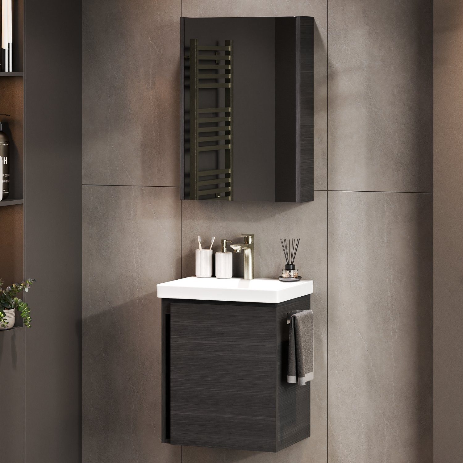 Planetmöbel Badmöbel-Set Badmöbel-Set mit Spiegelschrank 50cm, (hängend, 2- günstig online kaufen