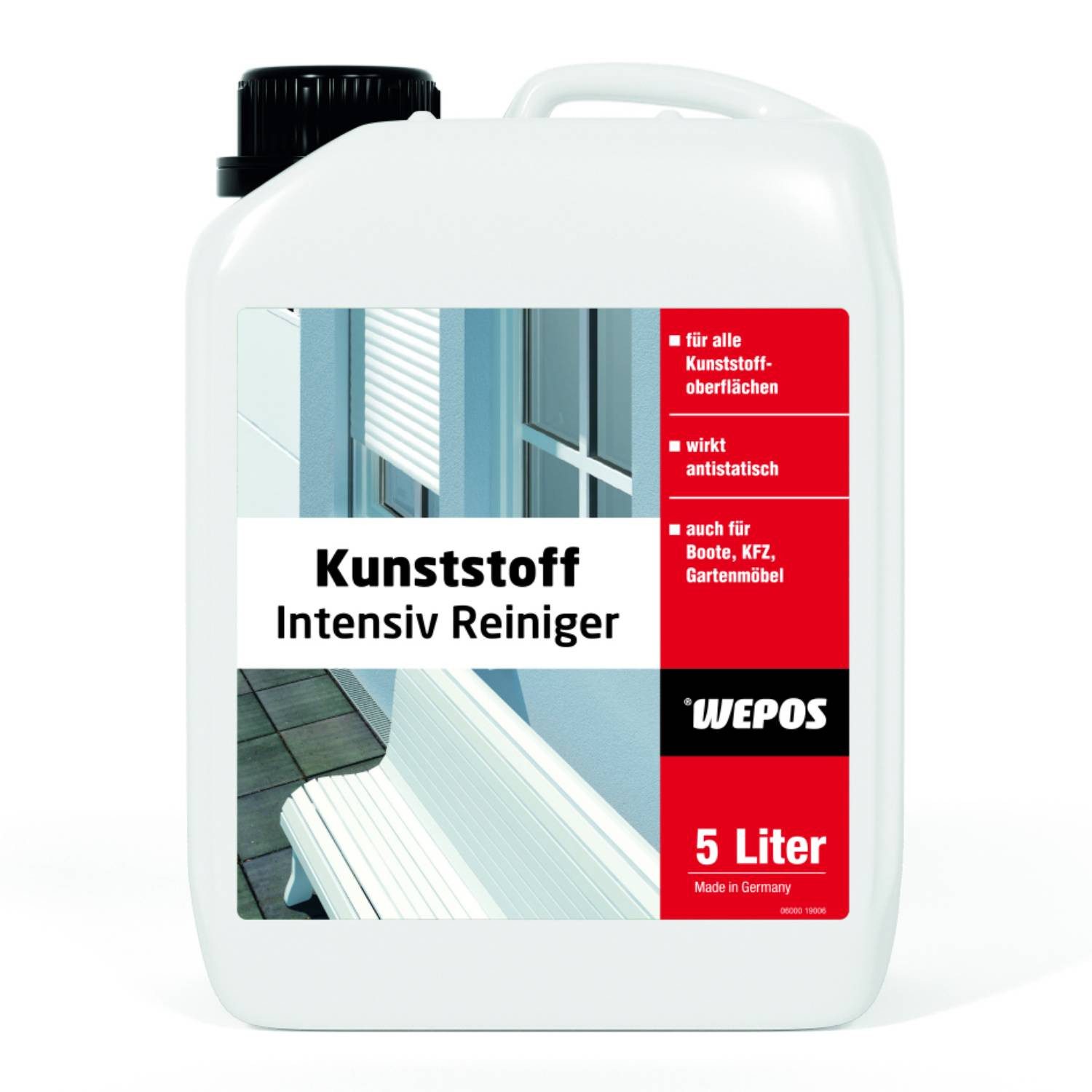 DomDeco WEPOS Kunststoff Intensiv Reiniger 5L, Antistatisch Kunststoffreiniger (Intensivreiniger, für Kunststoff & Fensterrahmen, hochkonzentriert)