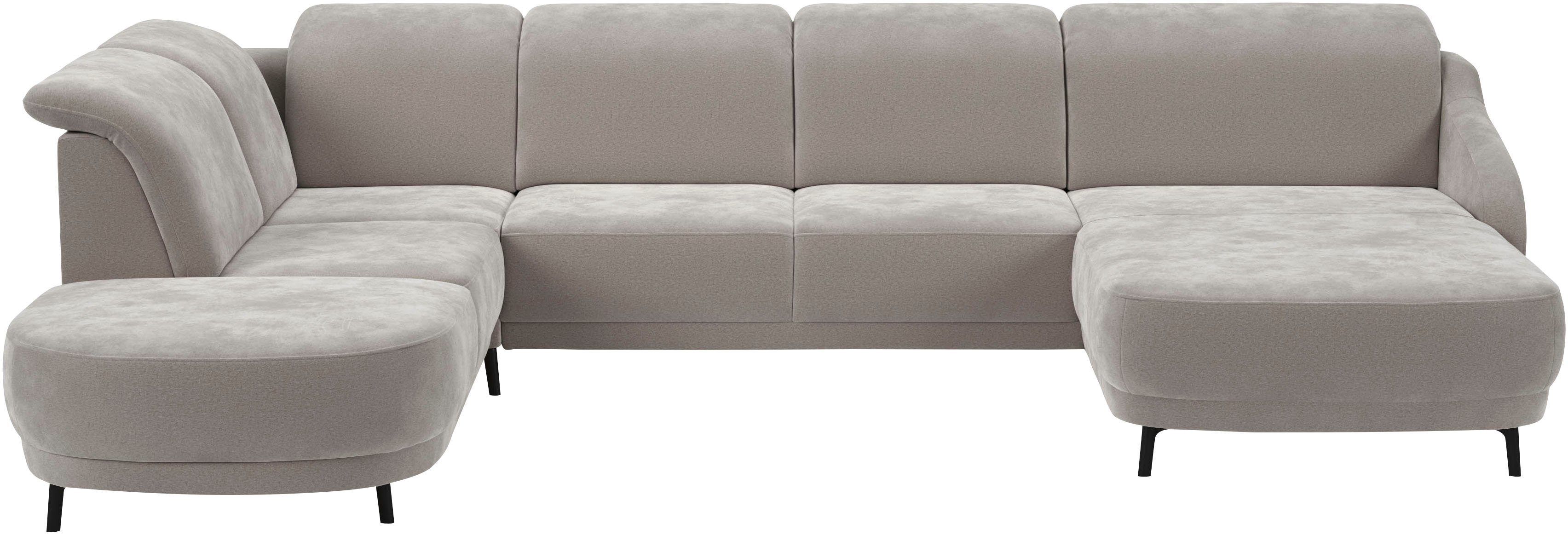 sit&more Wohnlandschaft Blues U-Form, inkl. Kopfteilverstellung, wahlweise mit Klapptisch und USB