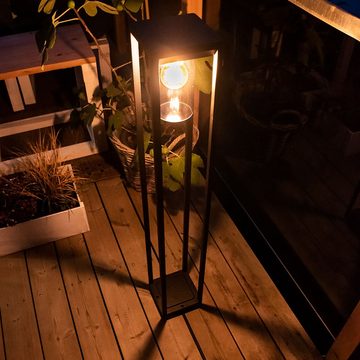 etc-shop LED Außen-Stehlampe, Leuchtmittel inklusive, Warmweiß, Außen Sockel Steh Leuchte ALU schwarz-matt Garten Strahler