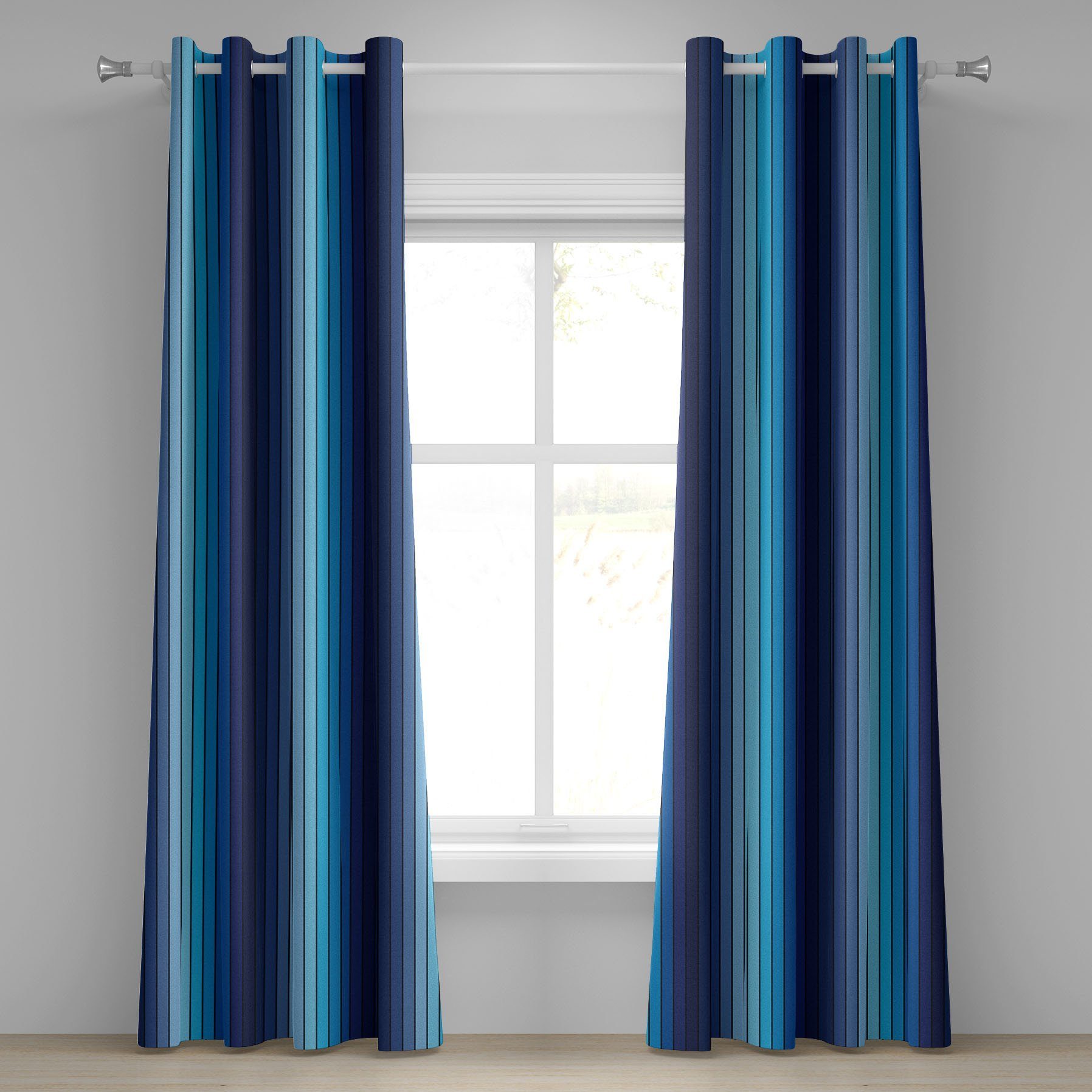 Gardine Dekorative 2-Panel-Fenstervorhänge für Schlafzimmer Wohnzimmer, Abakuhaus, Marine Plaketten in Blue Borders