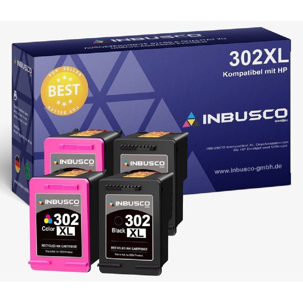 Inbusco 4x Tintenpatronen HP 302 XL (2 BK + 2 Color) ... Tintenpatrone