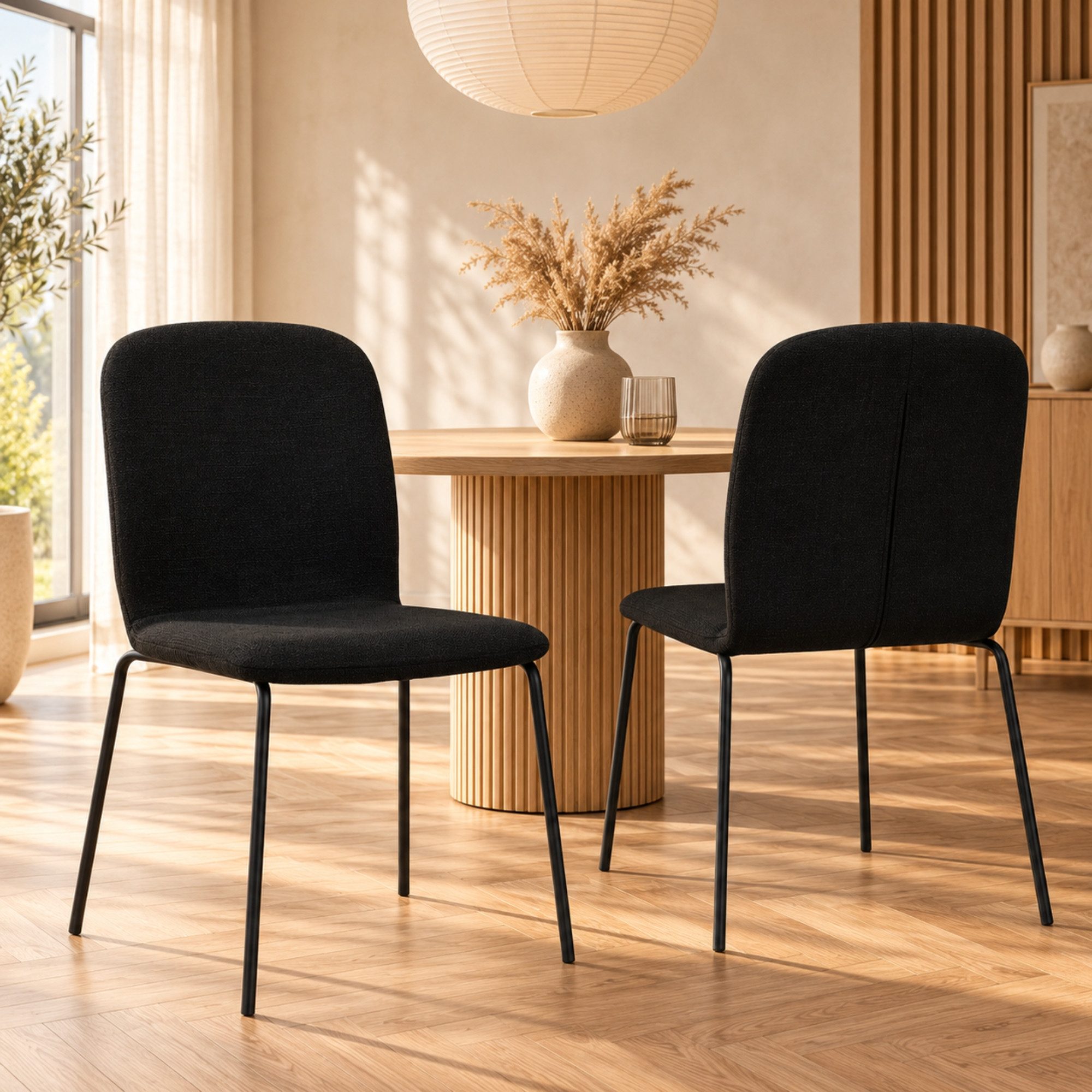 Albatros International Esszimmerstuhl Esszimmer Stühle 4 er Set ENNA, Stuhl Stühle Esszimmerstühle, Küche (4er Set, Schwarz, Stoff Bezug), …