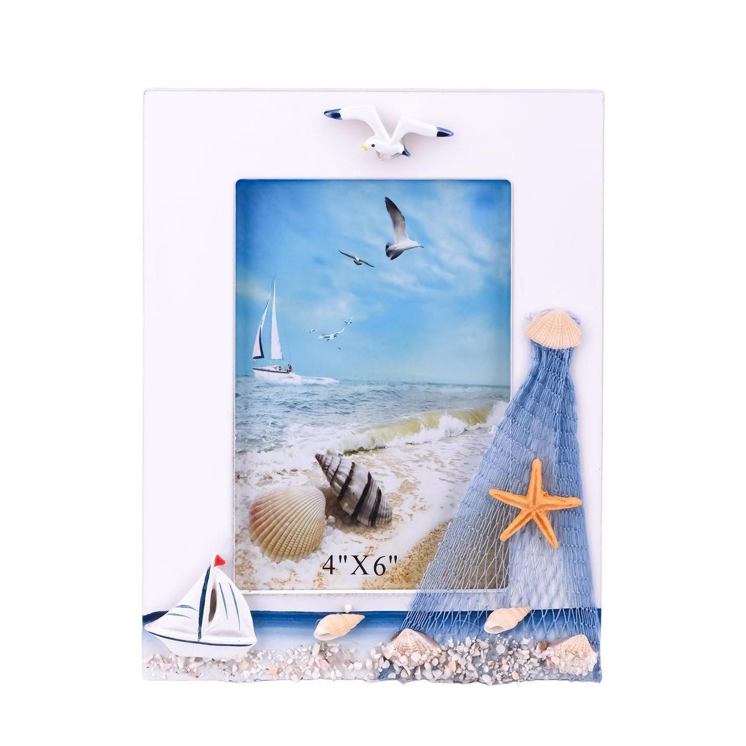 LuxusKollektion Einzelrahmen Bilderrahmen Holz Vertikal 4x6 Zoll Nautisch Mediterran, (1 St)