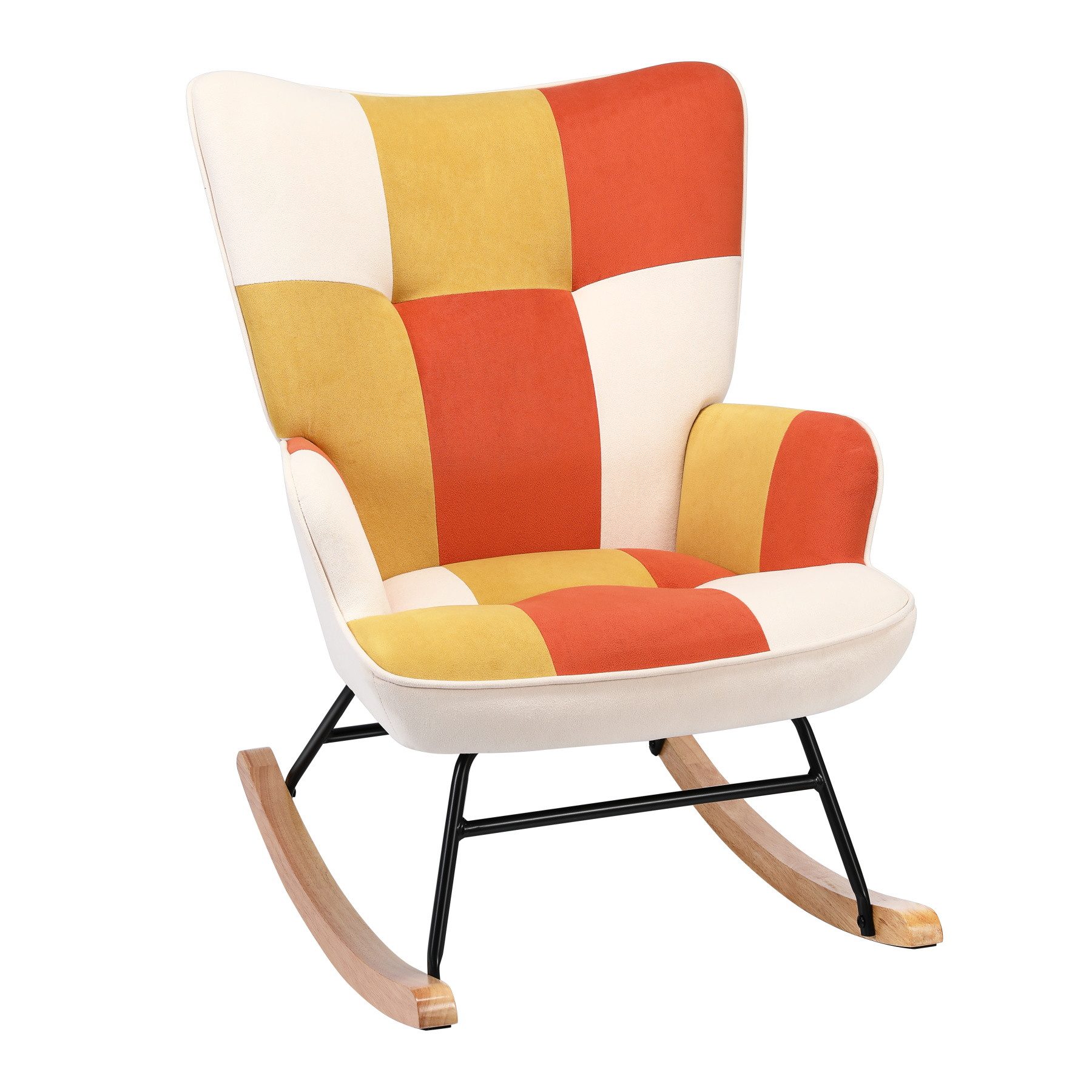 HomeMiYN Schaukelstuhl Schaukelstuhl Patchwork Sessel Schwingsessel günstig online kaufen