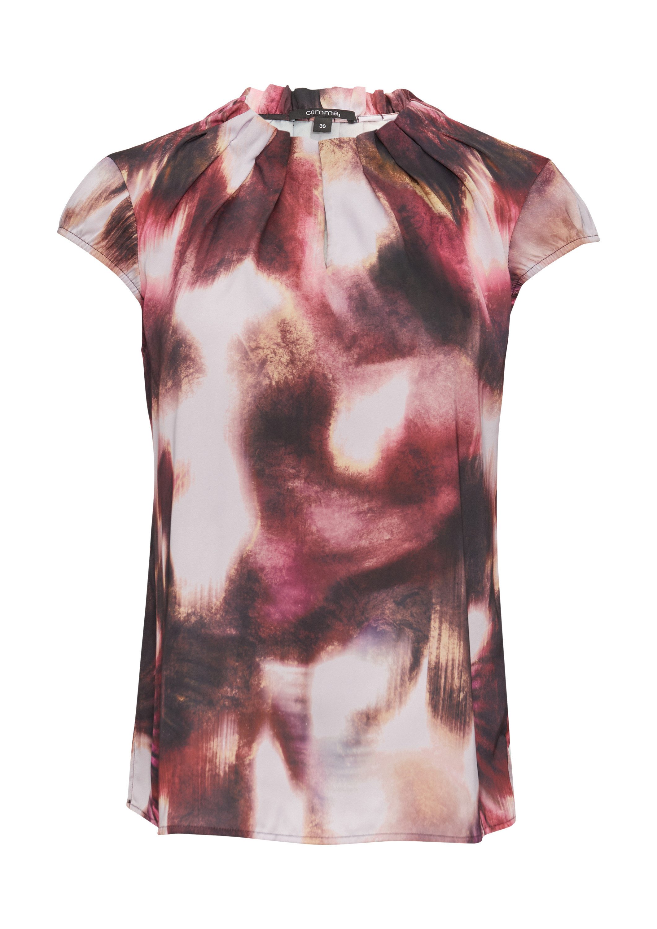 comma Kurzarmbluse Bluse Satinbluse mit Raffung günstig online kaufen