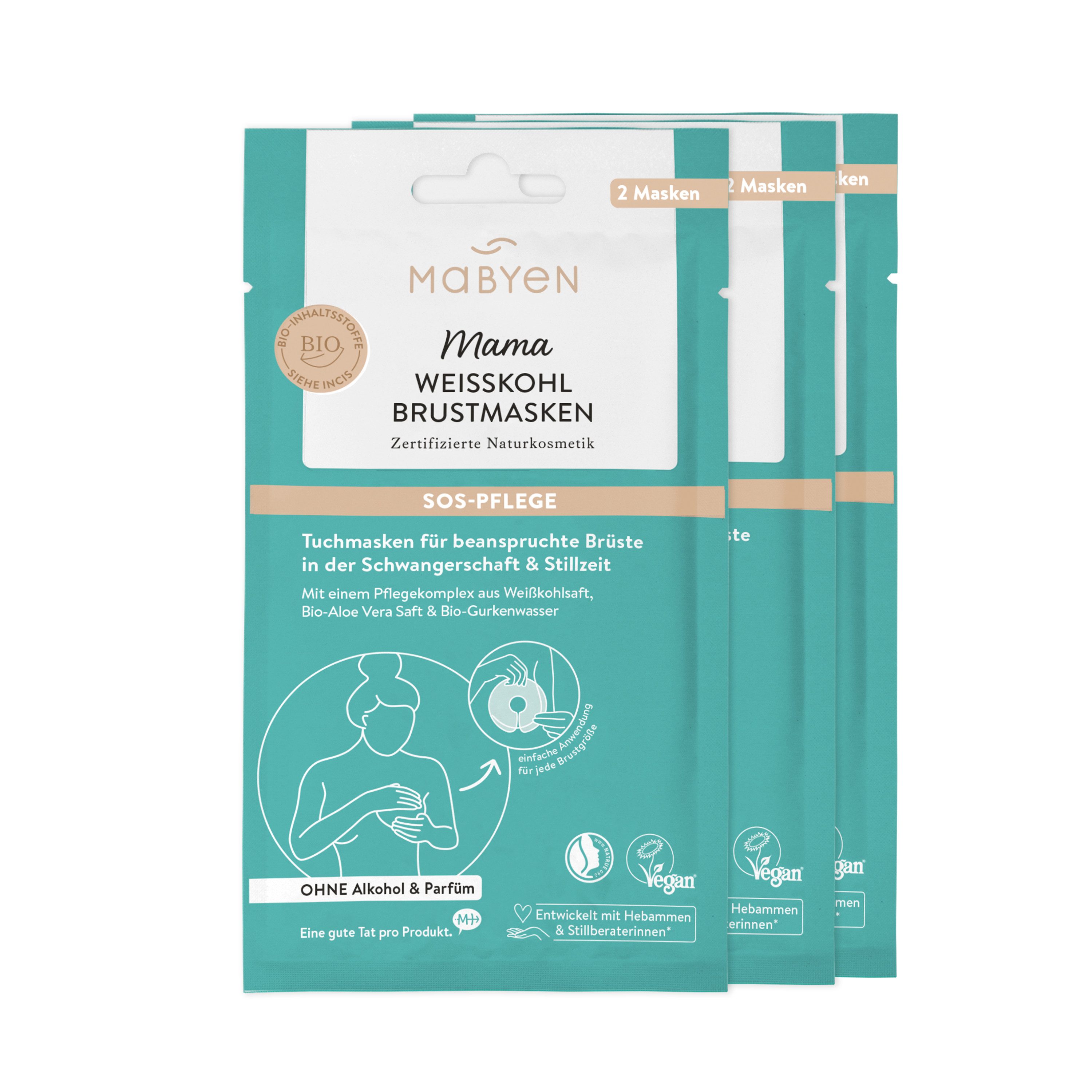 MABYEN Tuchmaske MABYEN Weißkohl Brustmasken 3er Set, 1-tlg.