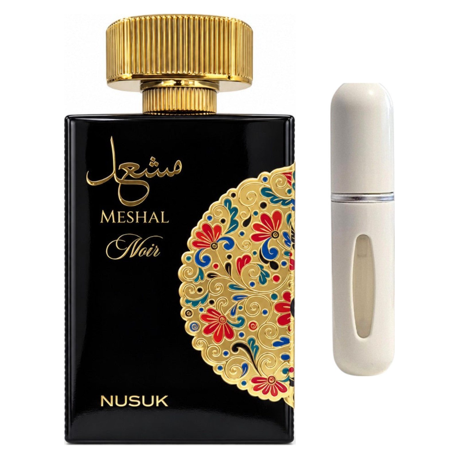 Nusuk Duft-Set Meshal Noir Extrait de Parfum – + Parfümzerstäuber (leer)