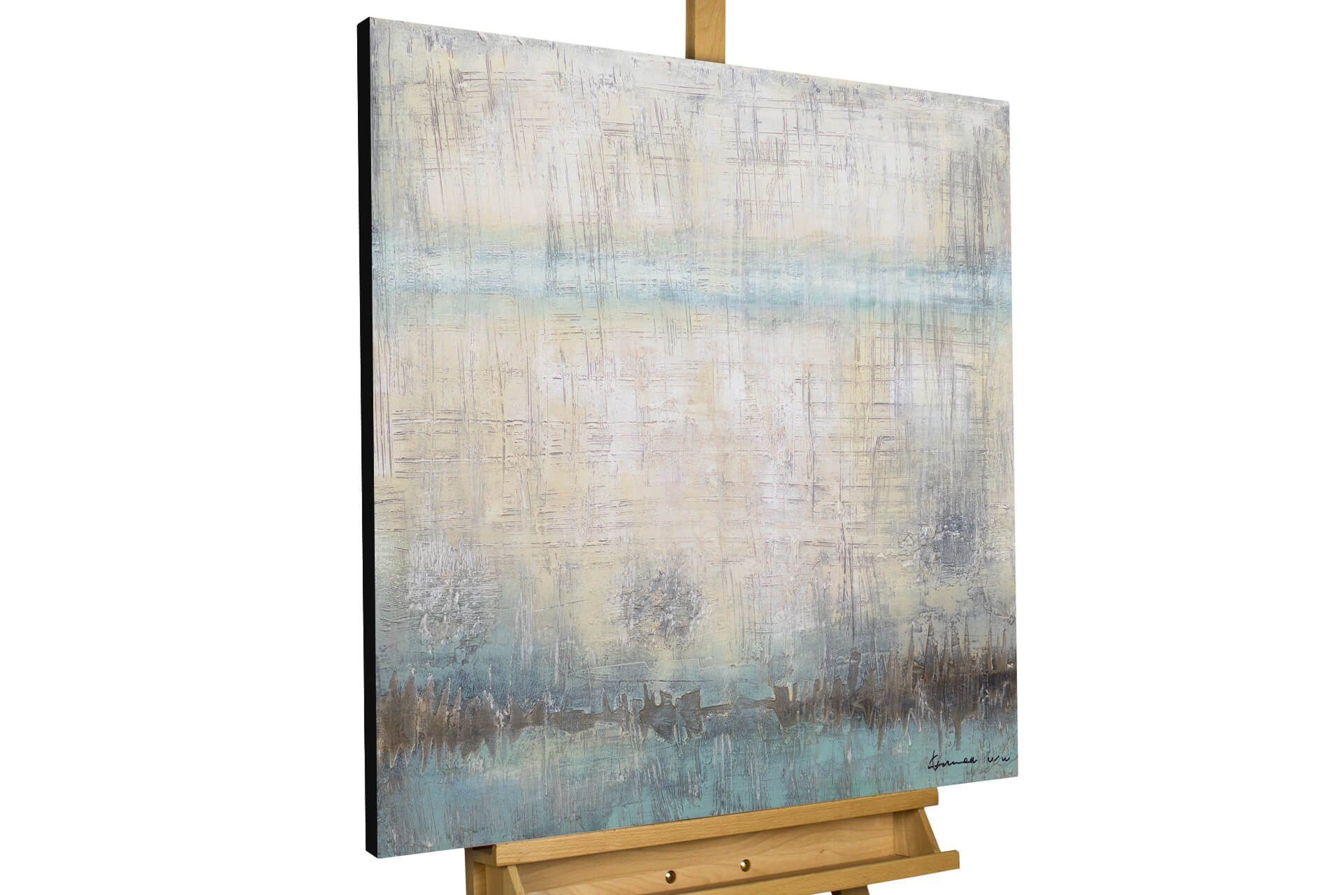 KUNSTLOFT Gemälde Eventful Day 80x80 cm, Leinwandbild 100% HANDGEMALT Wandbild Wohnzimmer