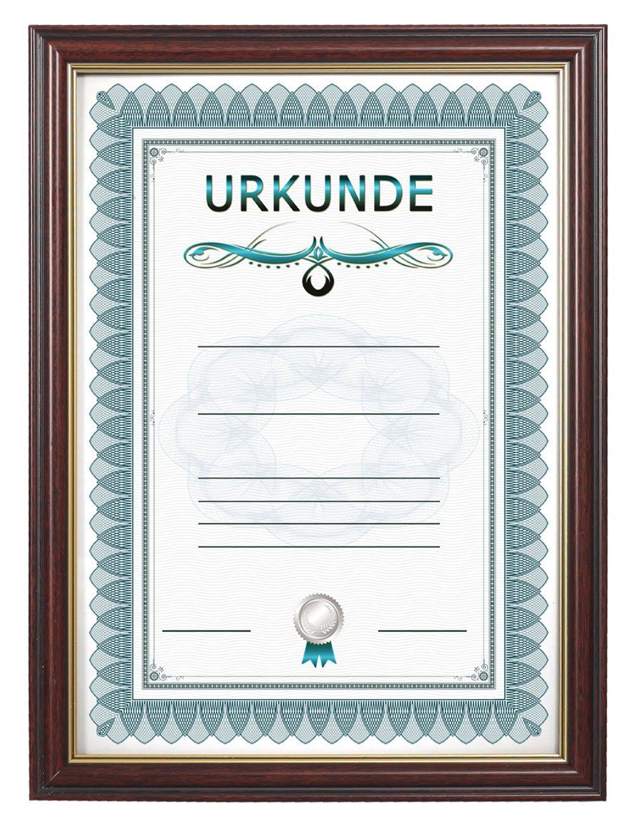 IDEAL TREND Bilderrahmen Dokument Bilderrahmen in Schwarz Silber Weiß 21x29,7 DIN A4 Urkunde Fo Nussbaum