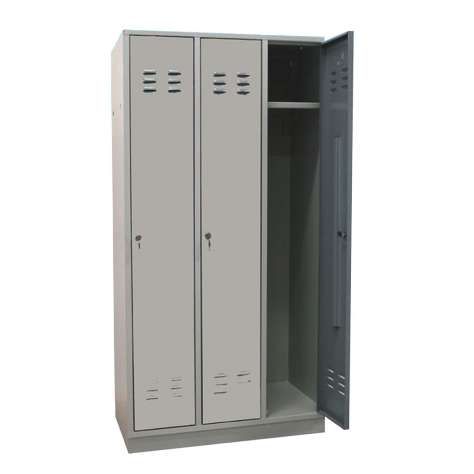 PROREGAL® Garderobenschrank Garderobenschrank Ermine mit 3 Türen, HxBxT 178x89x50cm, Grau/Gelb Lichtgrau