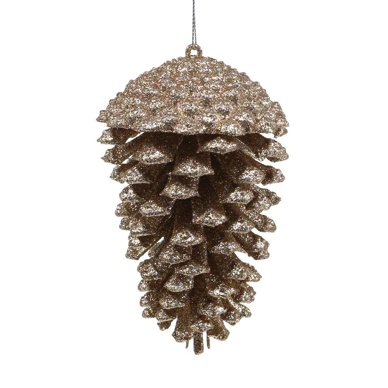 Christbaumschmuck Tannenzapfen Gold Glitter 13cm 4St Christbaumschmuck Weihnachten Deko