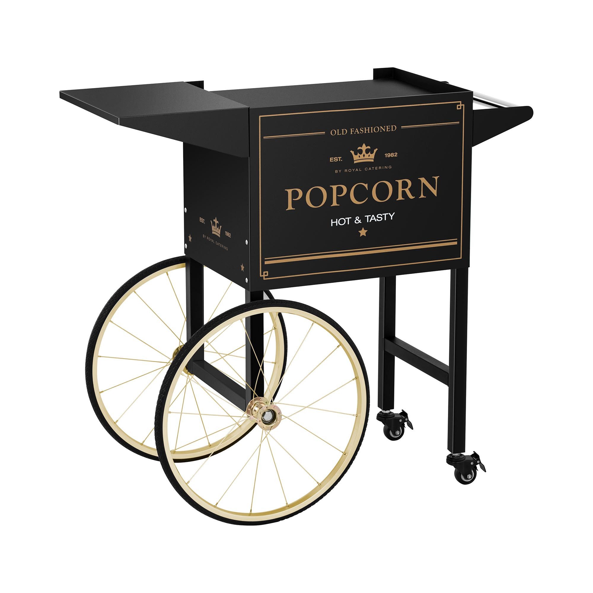 Royal Catering Popcornmaschine Popcornwagen Wagen für Popcornmaschine Popcorntrolley 2 Bremsen