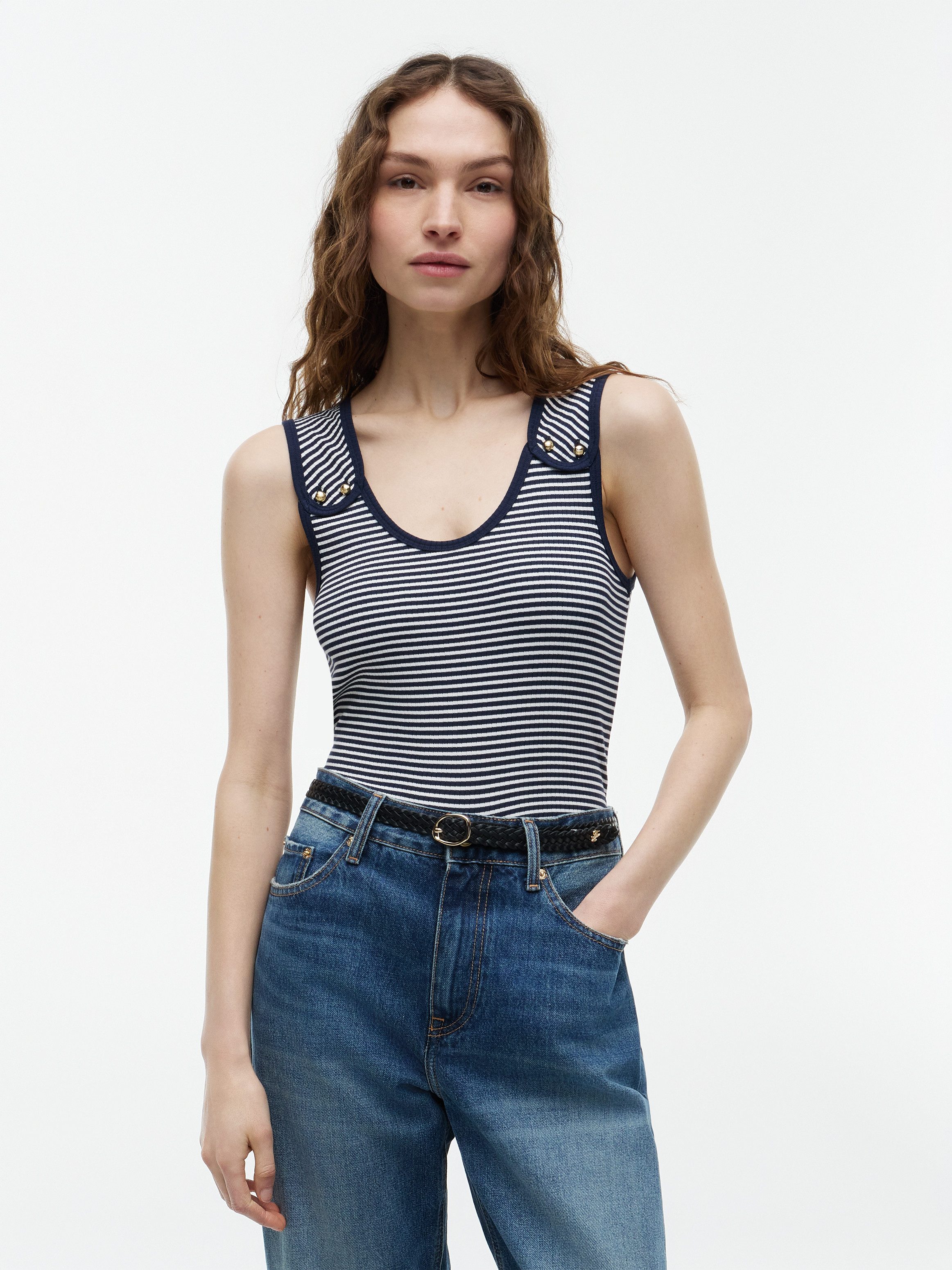 Tommy Hilfiger Tanktop GOLD BUTTON U-NK TANK Viskosemischung, goldfarbene Knöpfe