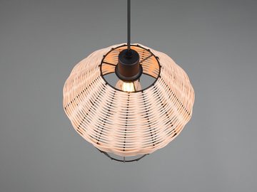 meineWunschleuchte LED Pendelleuchte, Dimmfunktion, LED wechselbar, warmweiß, Einflammig über Kochinsel hängend Boho Lampenschirm Rattan Natur 30cm