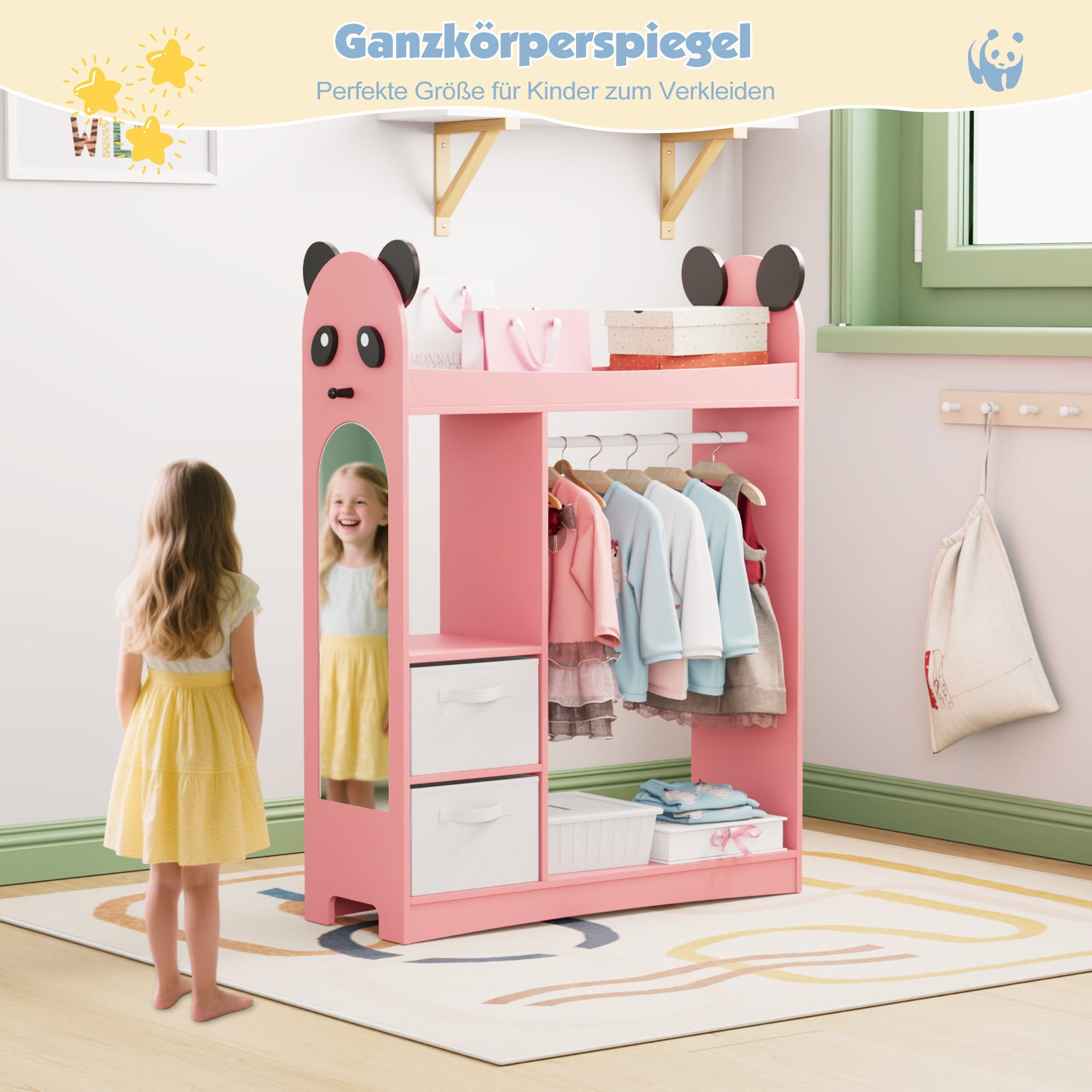 radelldar Kinderkleiderschrank Kleiderständer mit Kleiderstange (3-St) günstig online kaufen