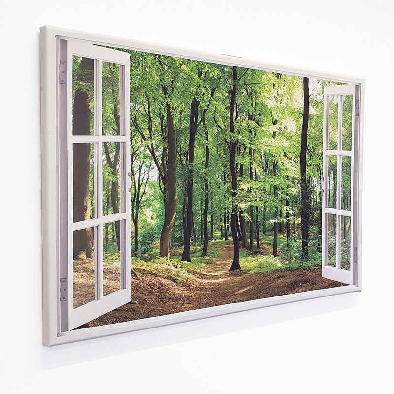 WallSpirit Leinwandbild »"Fenster mit Aussicht"«, Wald, Leinwandbild geeignet für alle Wohnbereiche