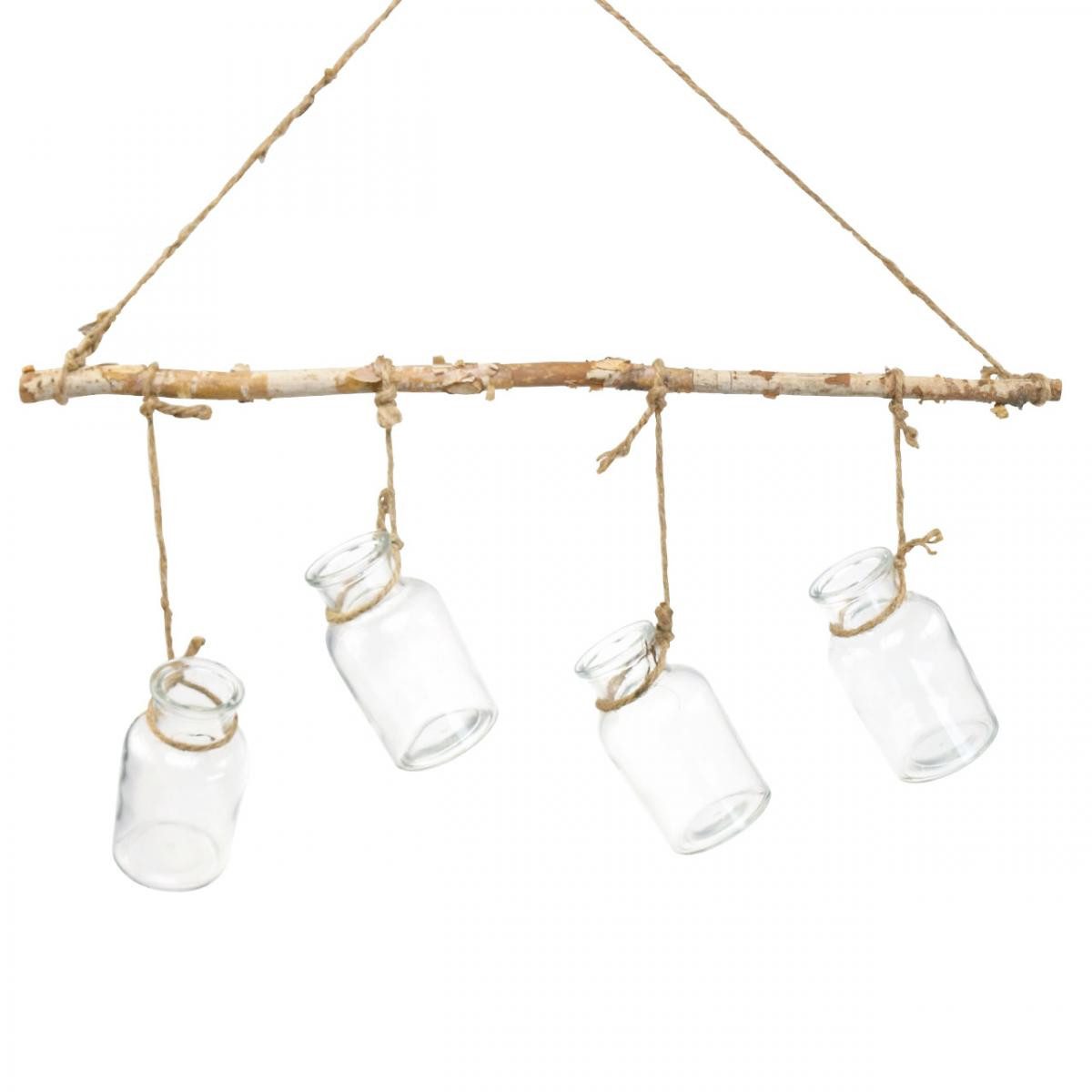 Viana Hängedekoration Fensterdeko Holz mit Glasvasen zum Aufhängen für günstig online kaufen