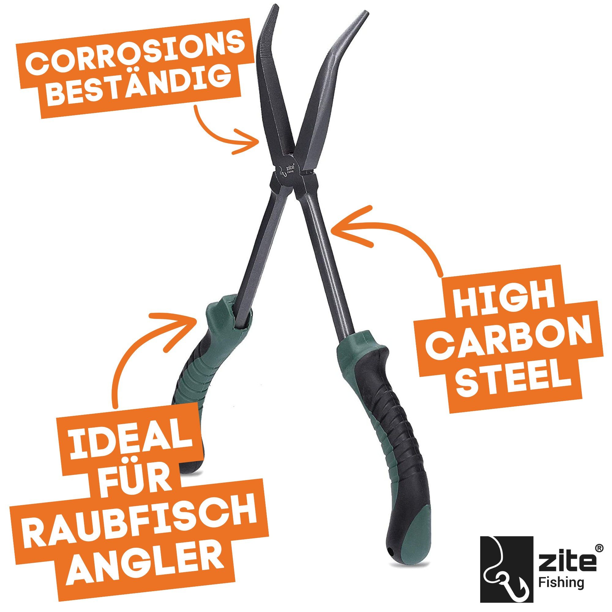 Zite Anglerzange Hakenlöser-Zange XXL, gebogen für mühelose Hakenentfernung