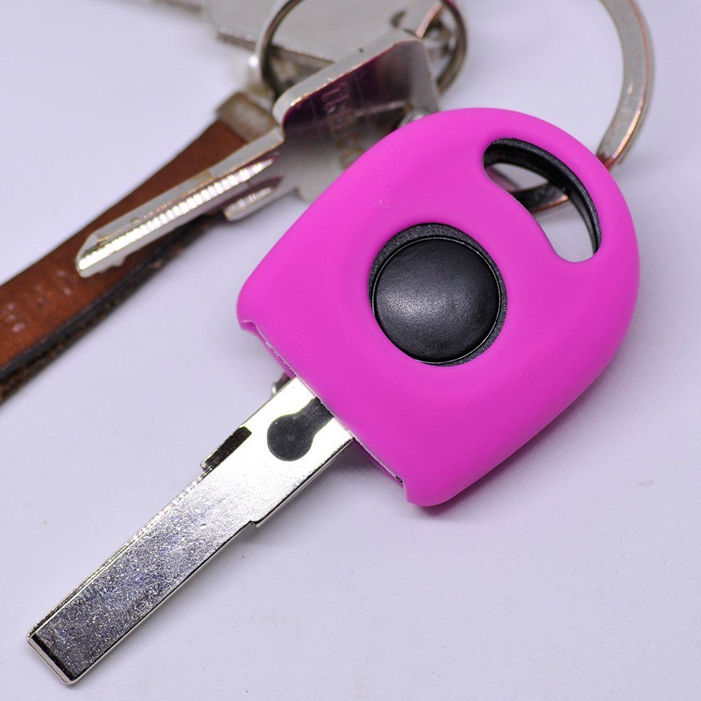 mt-key Schlüsseltasche Autoschlüssel Softcase Silikon Schutzhülle Pink, für VW SEAT Skoda alle Modelle Startschlüssel