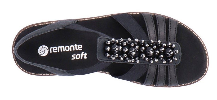 mit Perlen Remonte Sandale schwarz verziert
