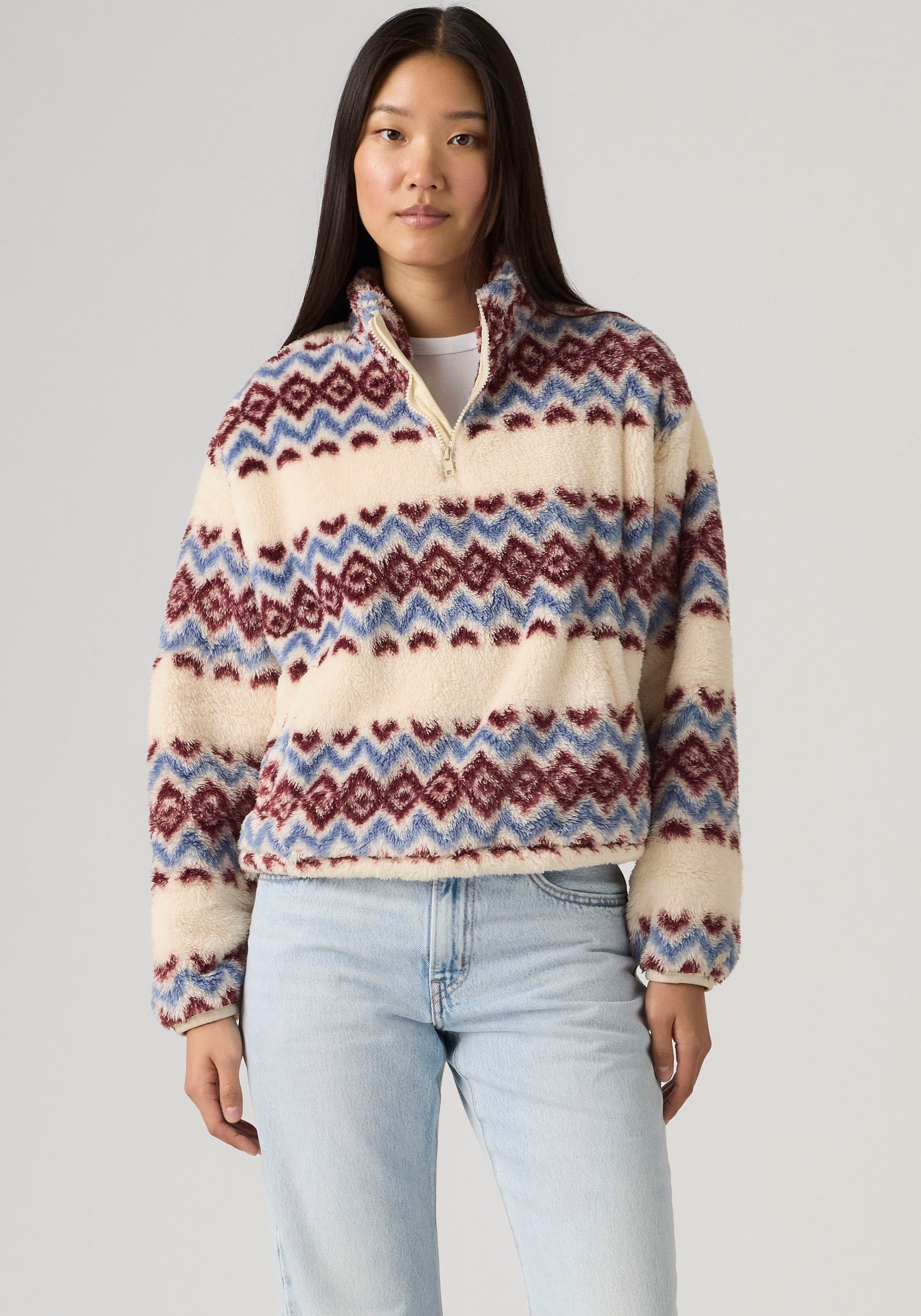 Levi's® Fleecepullover GEMMA SHERPA 1/4 ZIP Saumabschluss in der Weite regulierbar