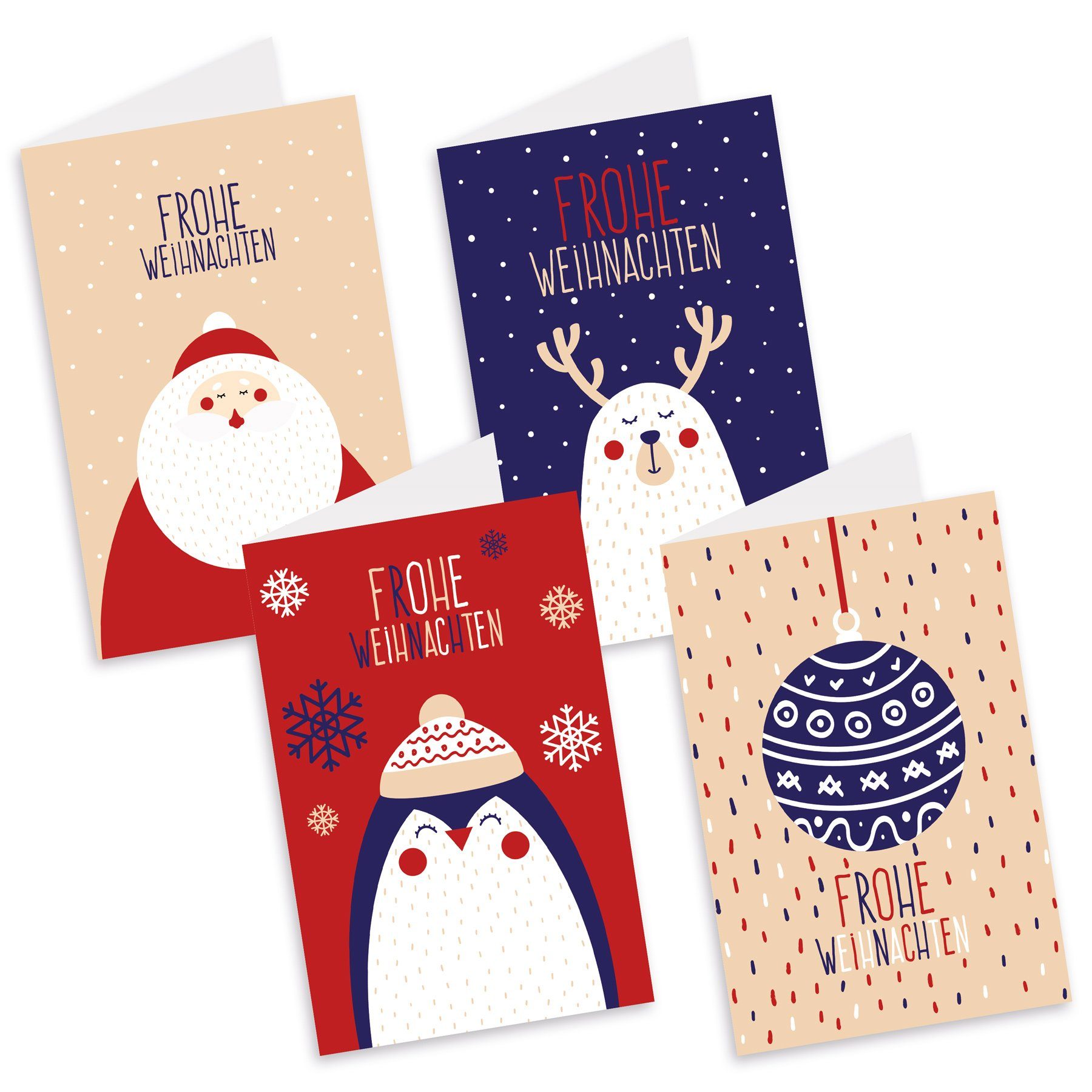 Weihnachtskarten "Figuren" Umschlag Klappkarte A6 8x Grußkarten itenga DIN itenga +
