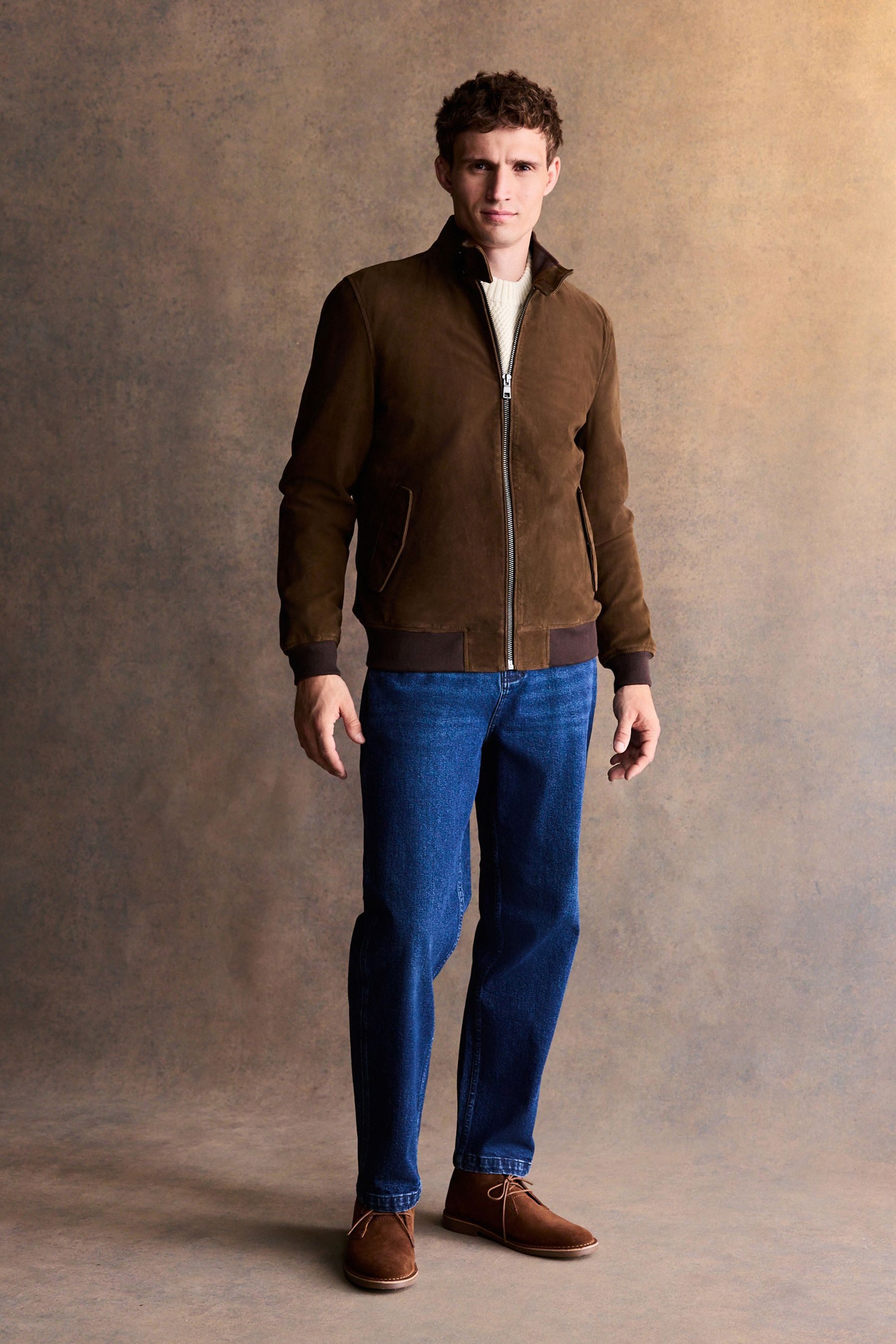 Next Lederjacke Harrington-Jacke aus Veloursleder (1-St)