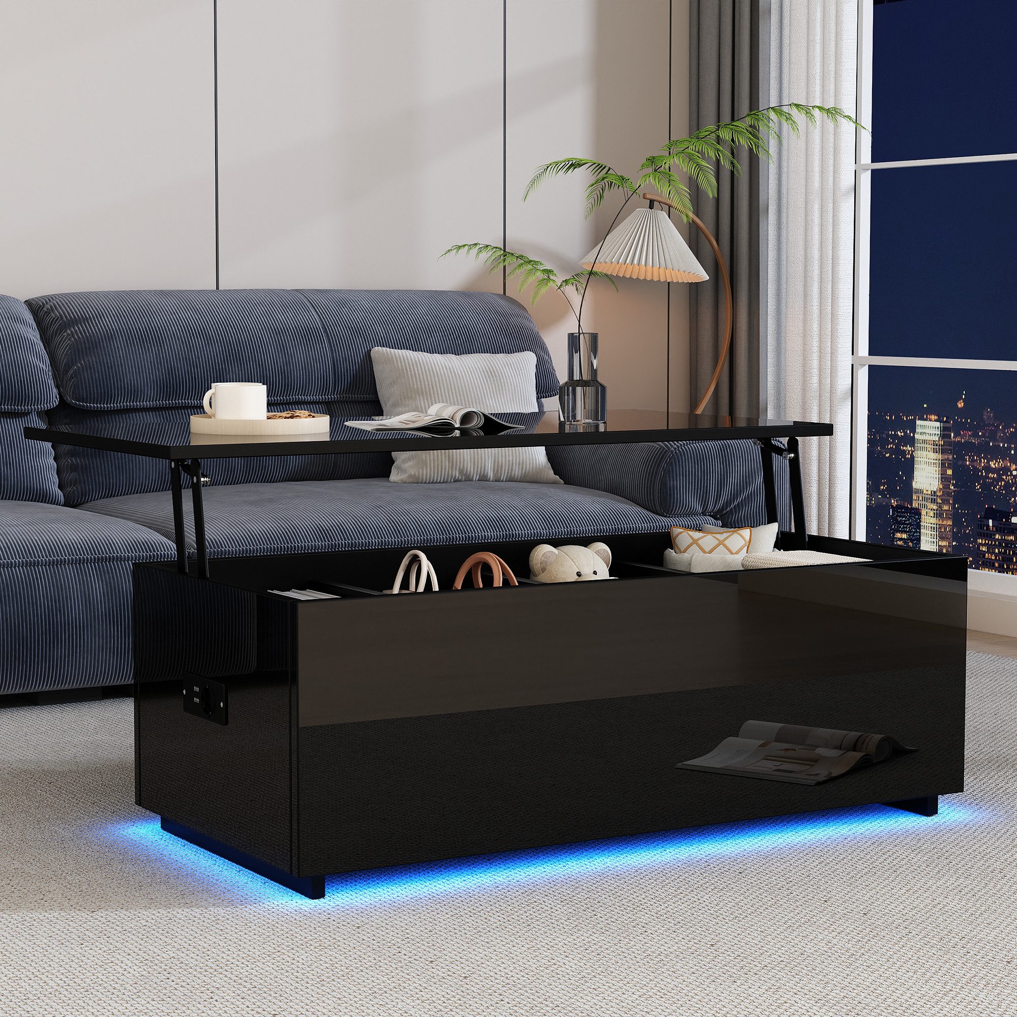 STILVORA Couchtisch Hebbarer Wohnezimmertisch mit LED,Beistelltisch günstig online kaufen